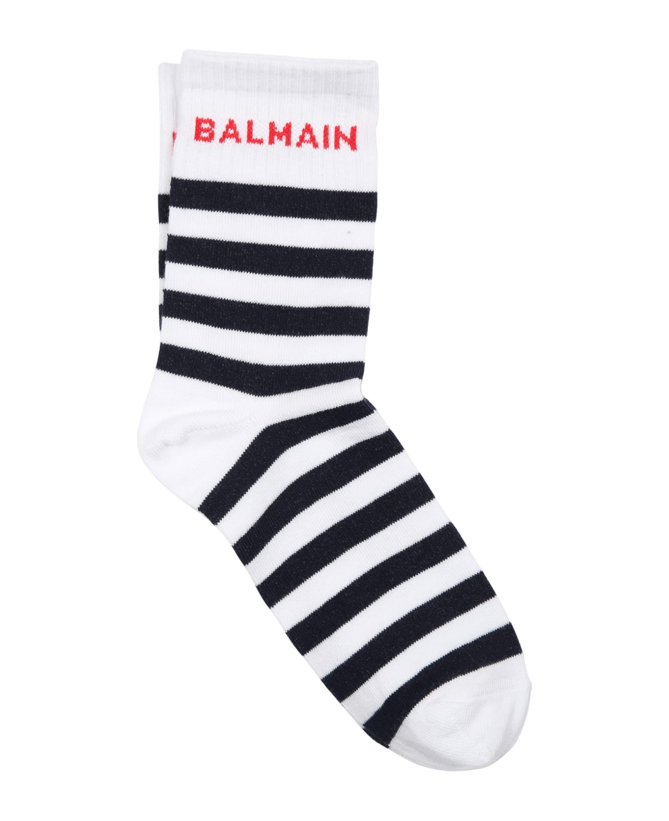 Balmain Multicolored Socks For Kids With Stripes And Logo - Multicolor シューズ
