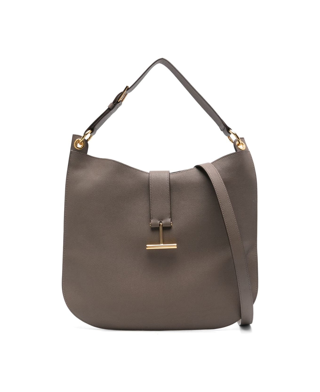 Tom Ford Day Grain Leather Large Crossbody Bag - Greige