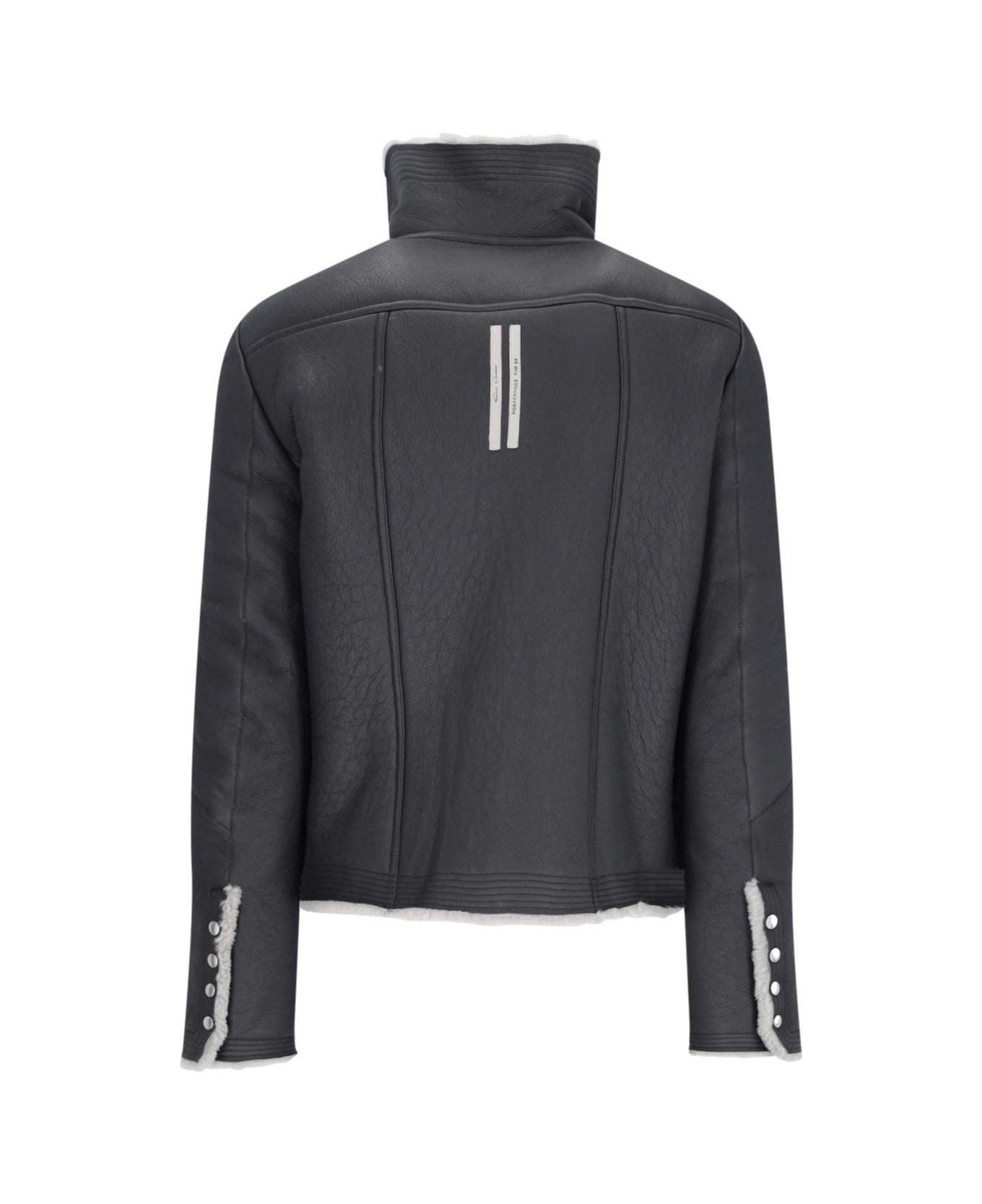 Rick Owens Bauhaus Asymmetric Zip Jacket - BLACK/PEARL