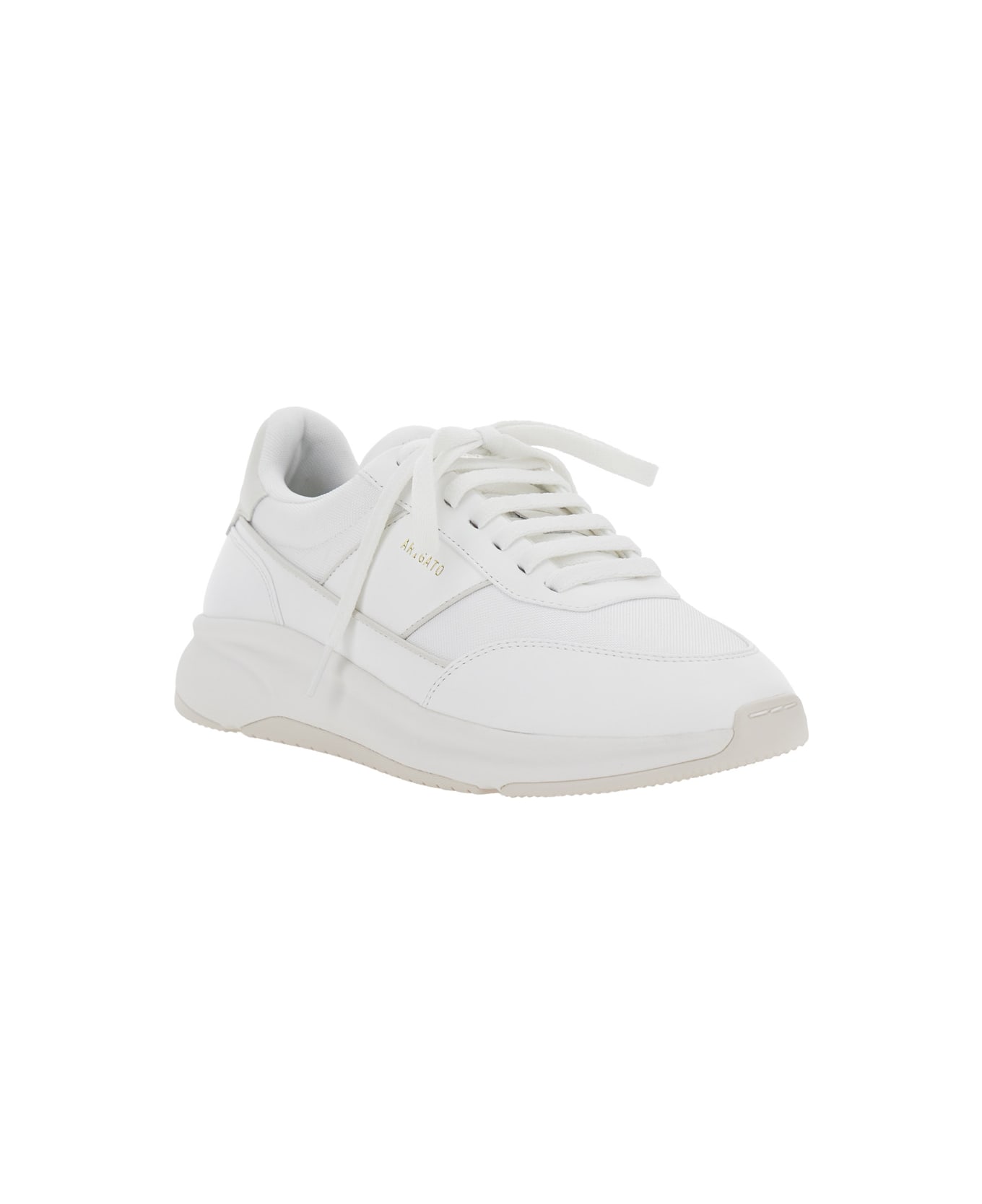 Axel Arigato 'genesis Neo Runner' White Low Top Sneakers With Logo Lettering On Tongue And Heel In Leather Blend Man - White