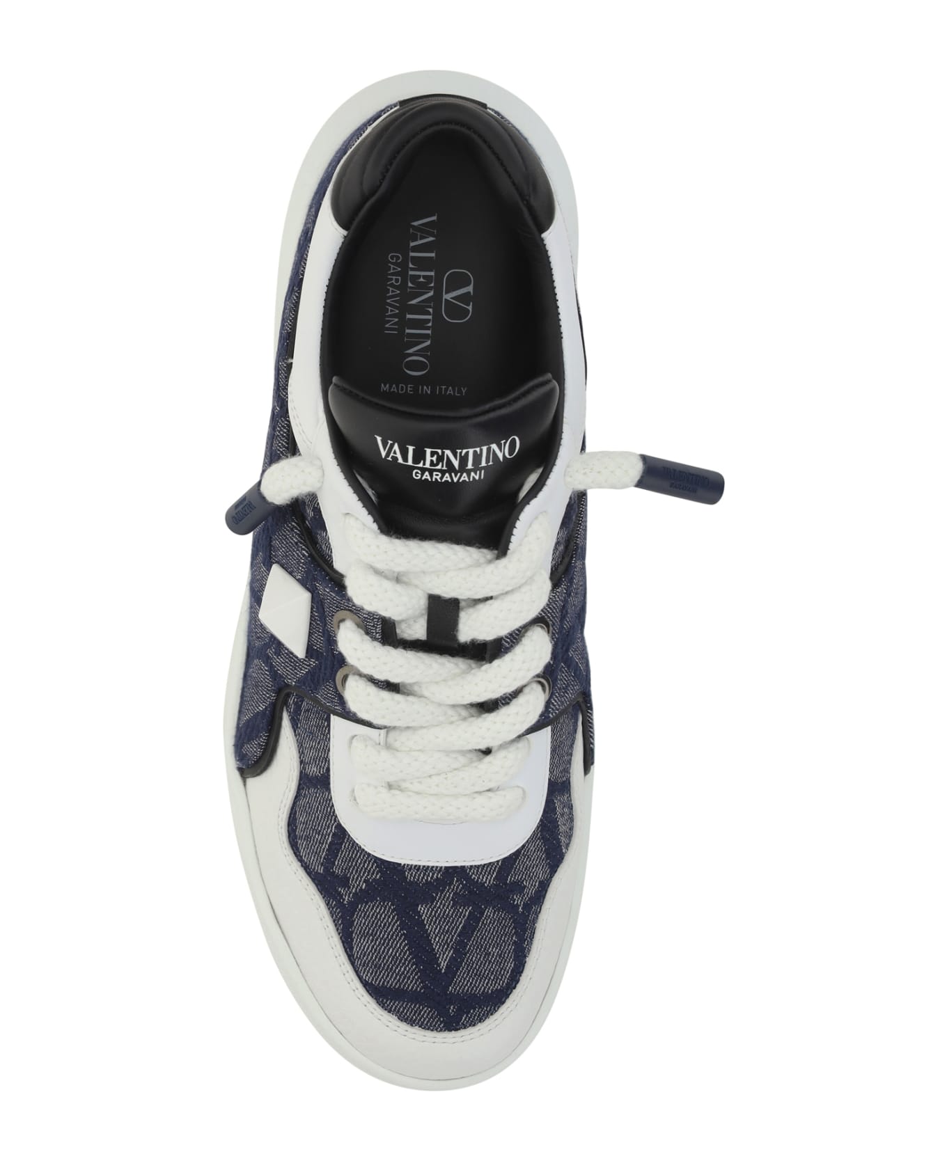 Valentino Garavani 'one Stud Xl' Low-top Sneaker - Melange Denim/bianco-nero/bia/bia/b スニーカー