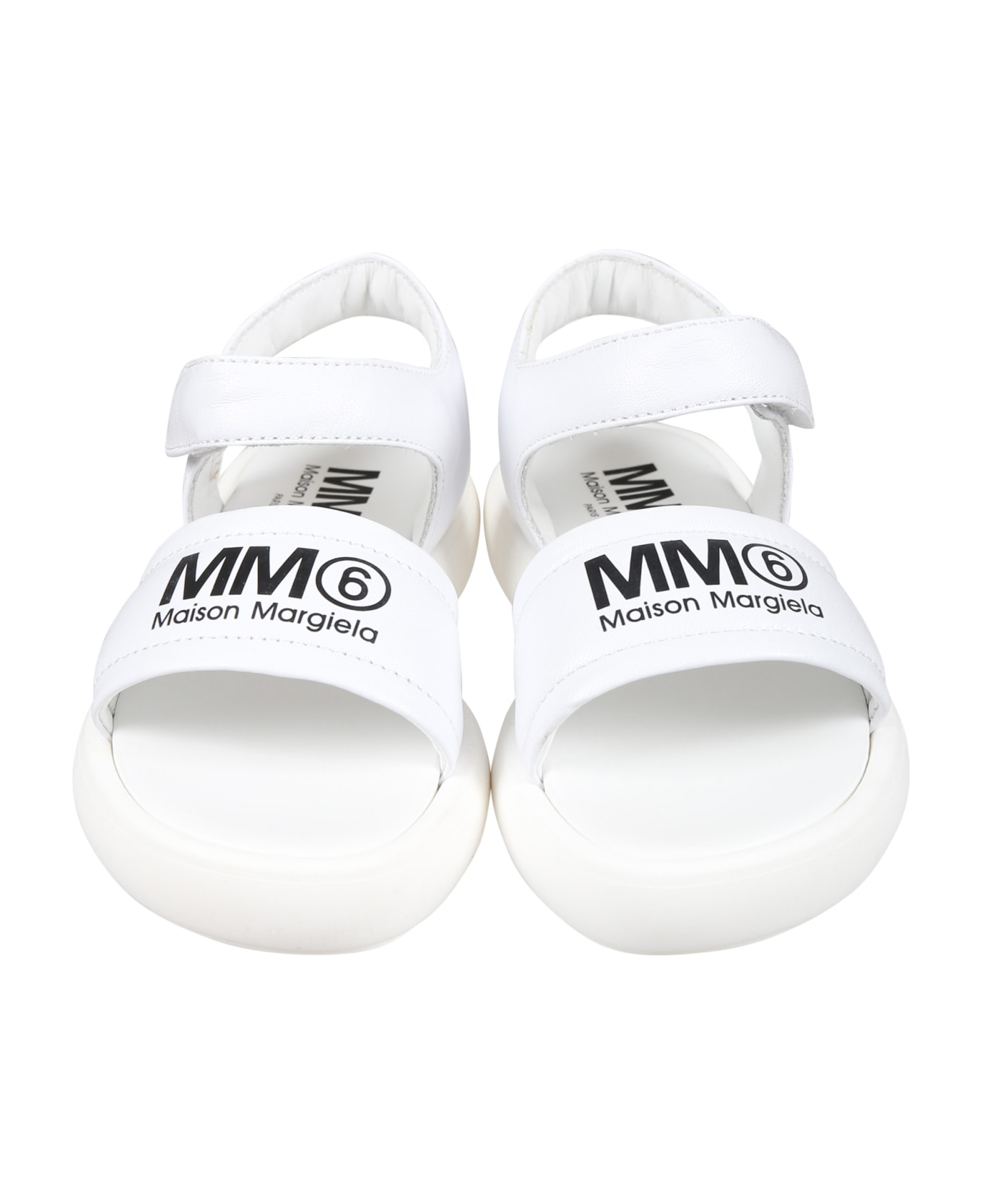 MM6 Maison Margiela White Sandals For Girl With Logo - White