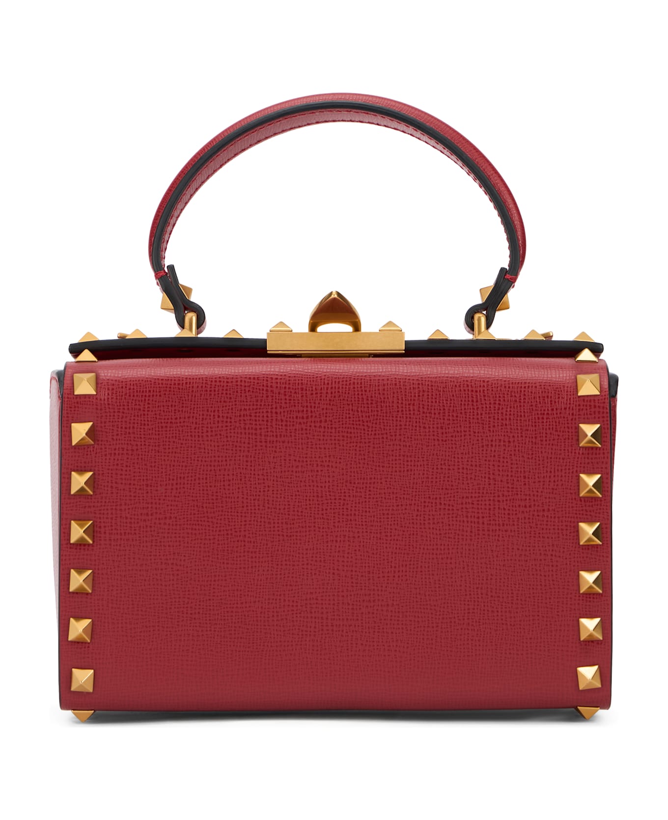 Valentino Garavani Bordeaux Leather Bag With Elegant Studs - Burgundy