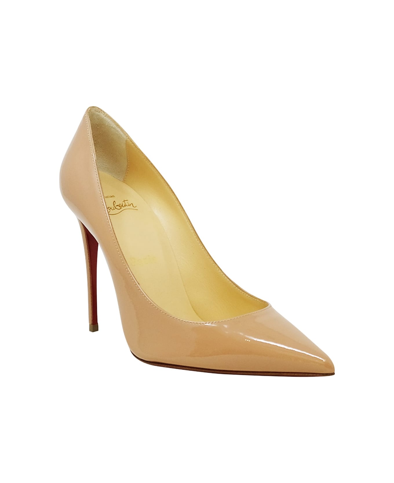 Christian Louboutin Nude Patent Kate 100 Pumps - NUDE