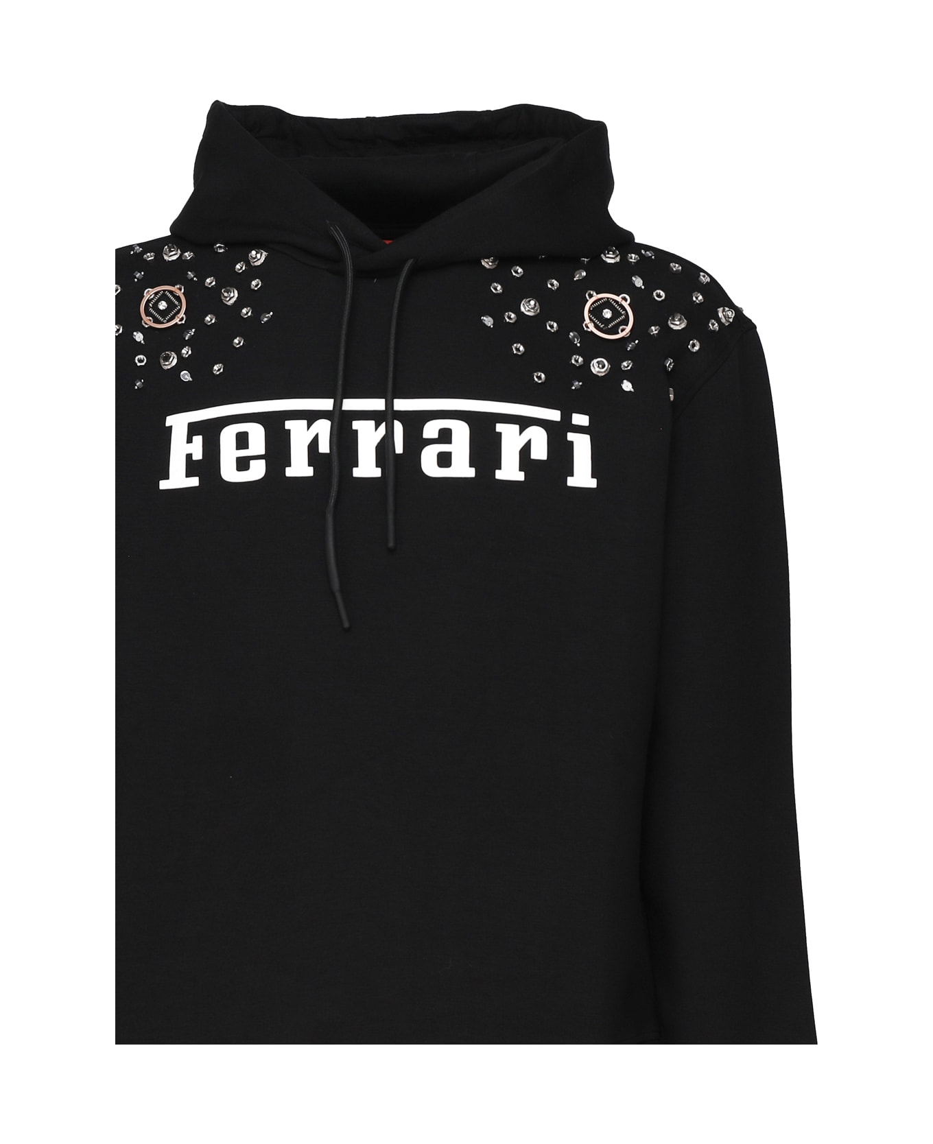 Ferrari Logo Sweatshirt With Hood - Black