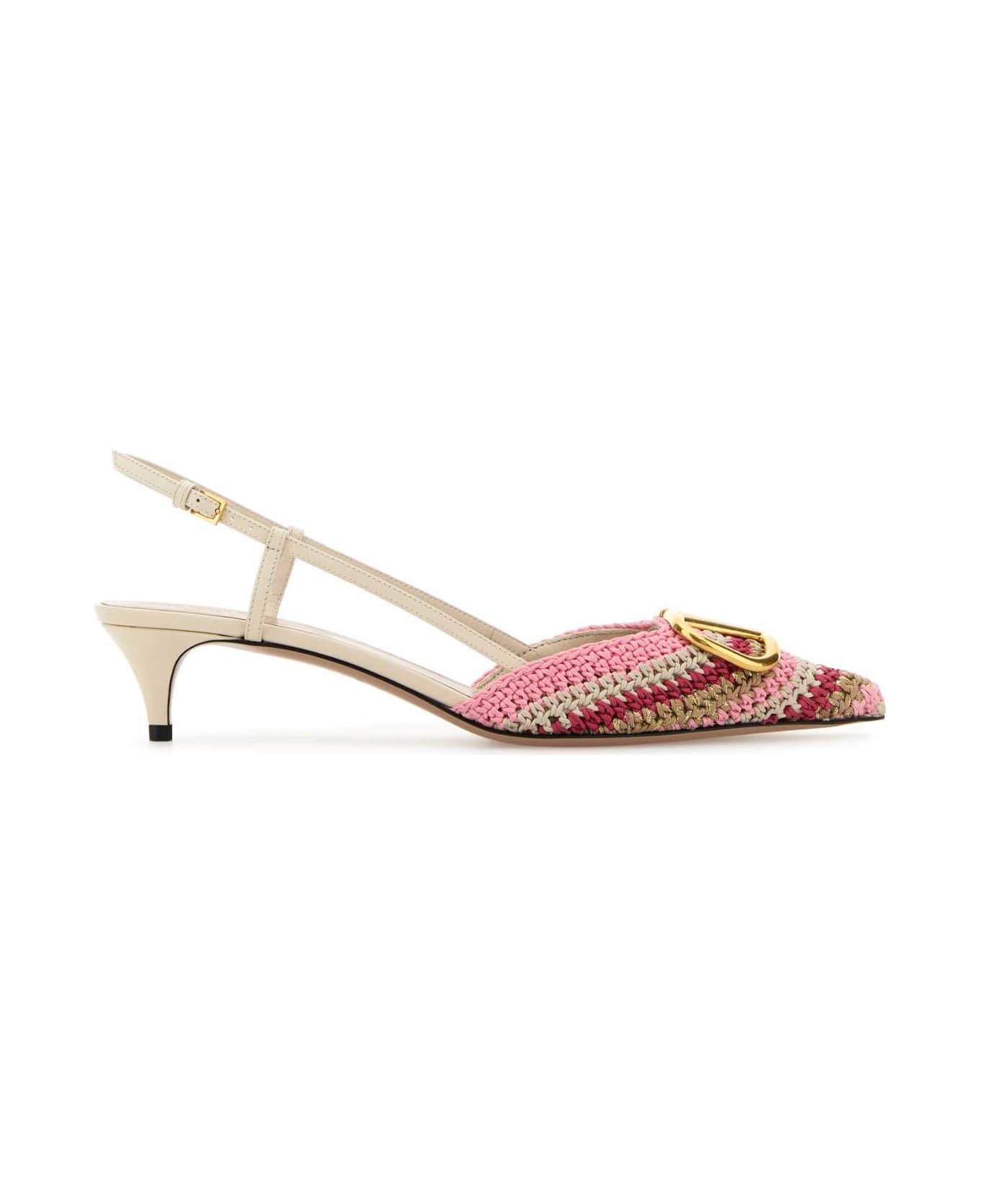 Valentino Garavani Multicolor Crochet Vlogo Pumps - PARADISEROSEIVORYOLDGOLDGINGERBREA