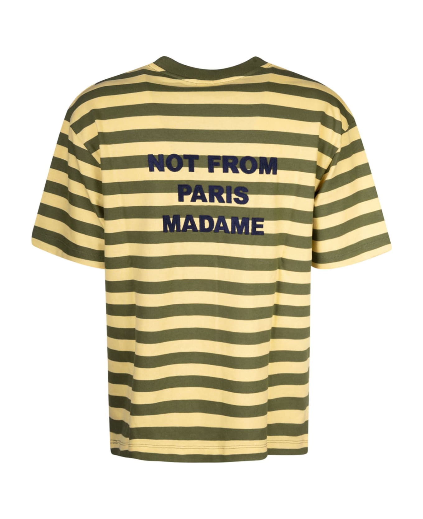 Drôle de Monsieur Stripe Slogan T-shirt - Light Yellow