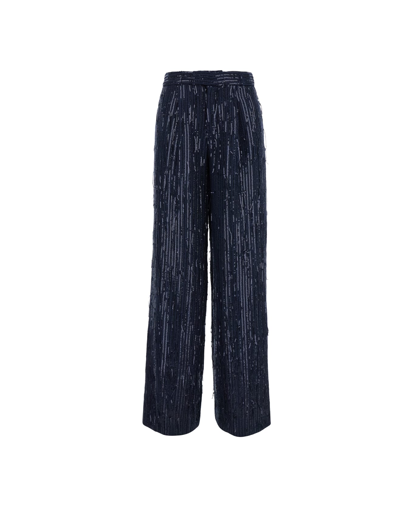 Federica Tosi Blue Sequin Palazzo Pants In Tech Fabric Woman - Blu