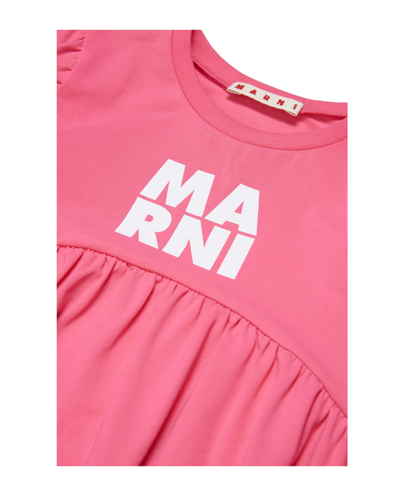 Marni Md215f Dress Marni Fuchsia Sleeveless Jersey Dress With Logo - Bright fuxya