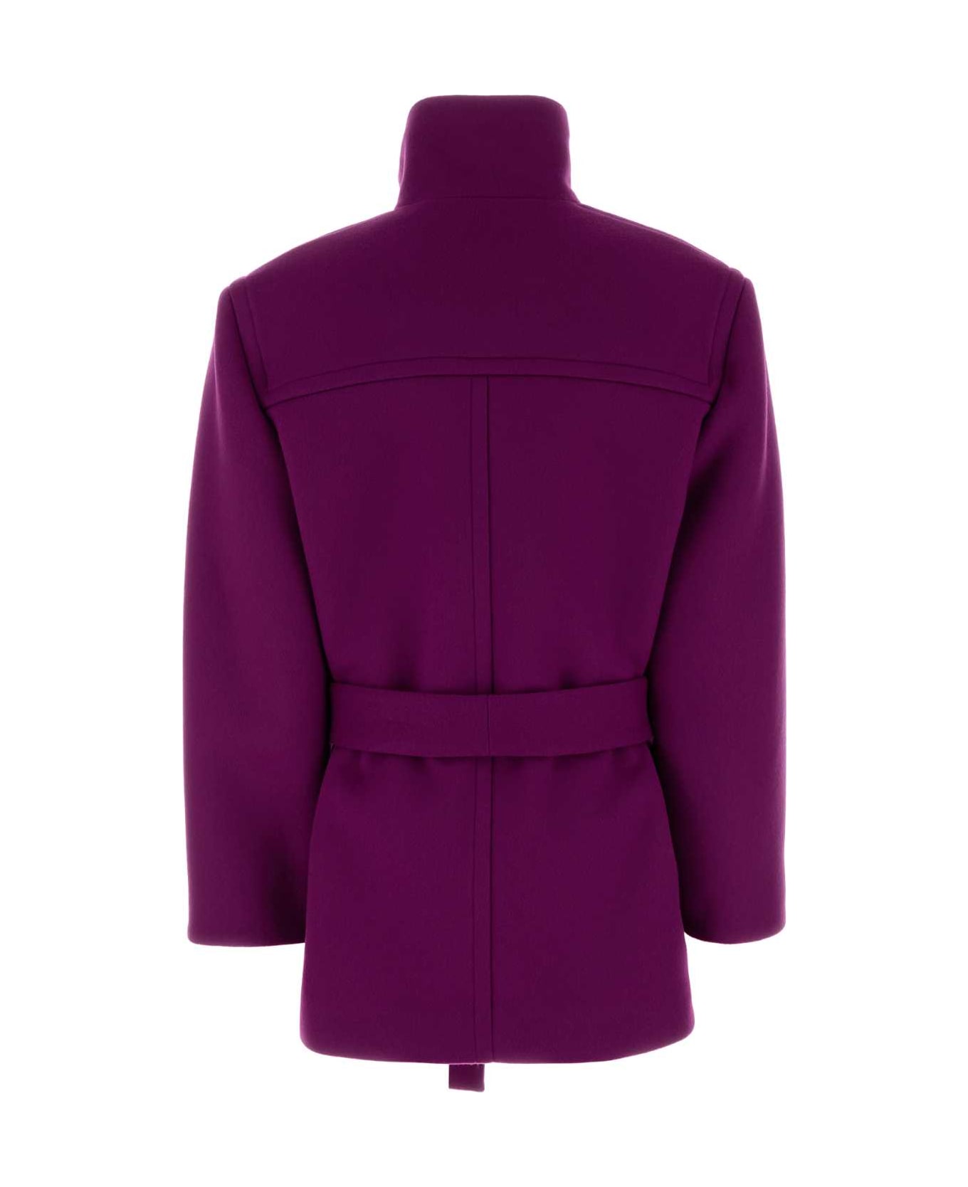 Saint Laurent Tyrian Purple Wool Coat - VIOLET