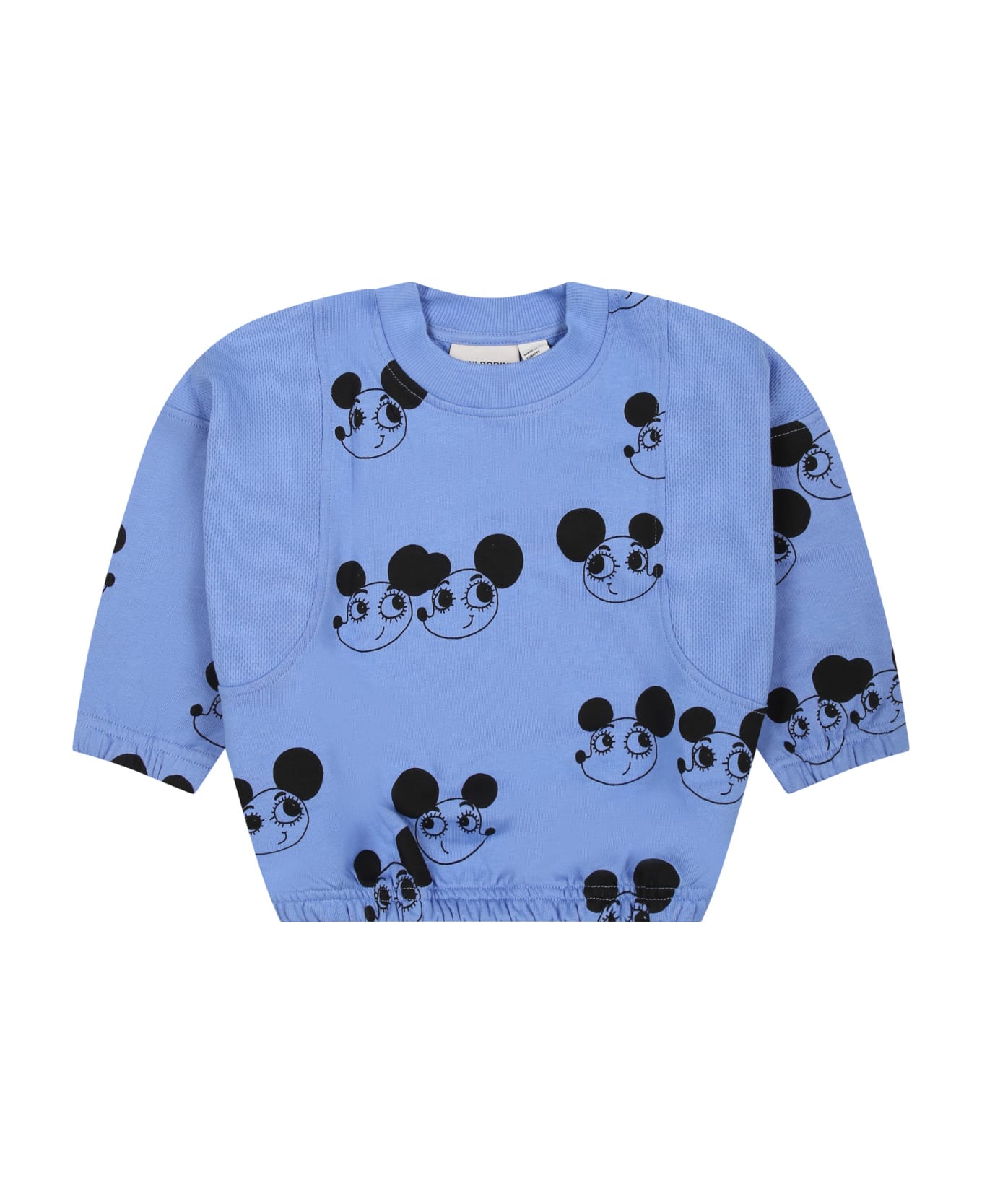 Mini Rodini Light Blue Sweatshirt For Baby Boy With Mice - Light Blue ボトムス