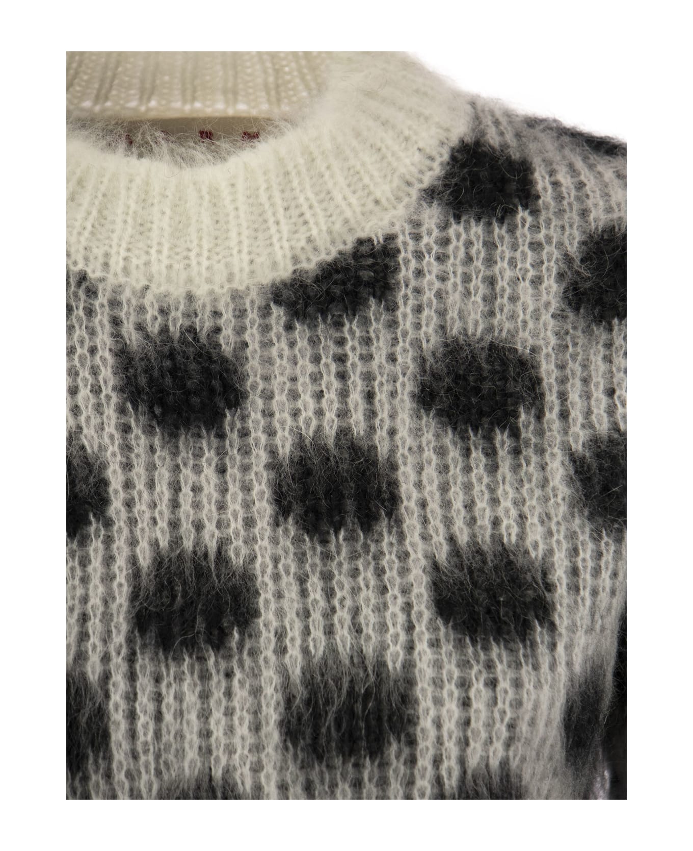 Marni Brushed Mohair Sweater With Polka Dots - White/black