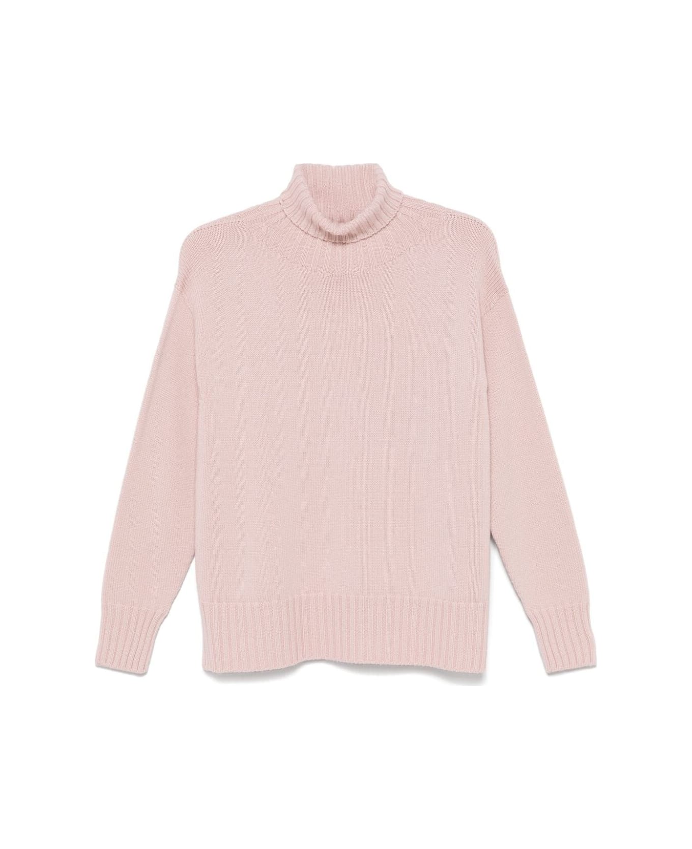 Drumohr Long Sleeves Turtle Neck Oversized Sweater - Pink Quartz