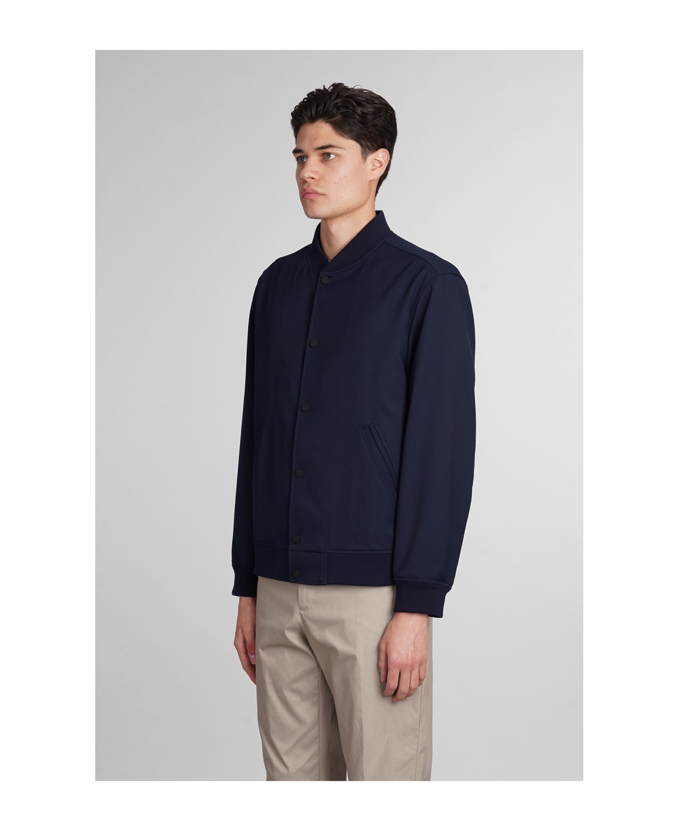 Theory Bomber In Blue Wool - blue