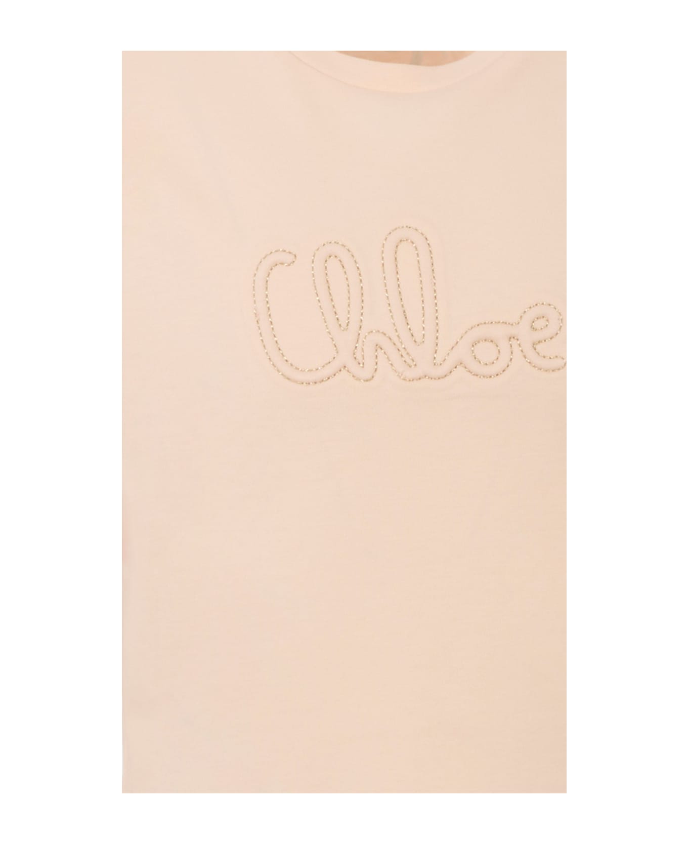 Chloé Pink Crop T-shirt For Girl With Logo - Pink