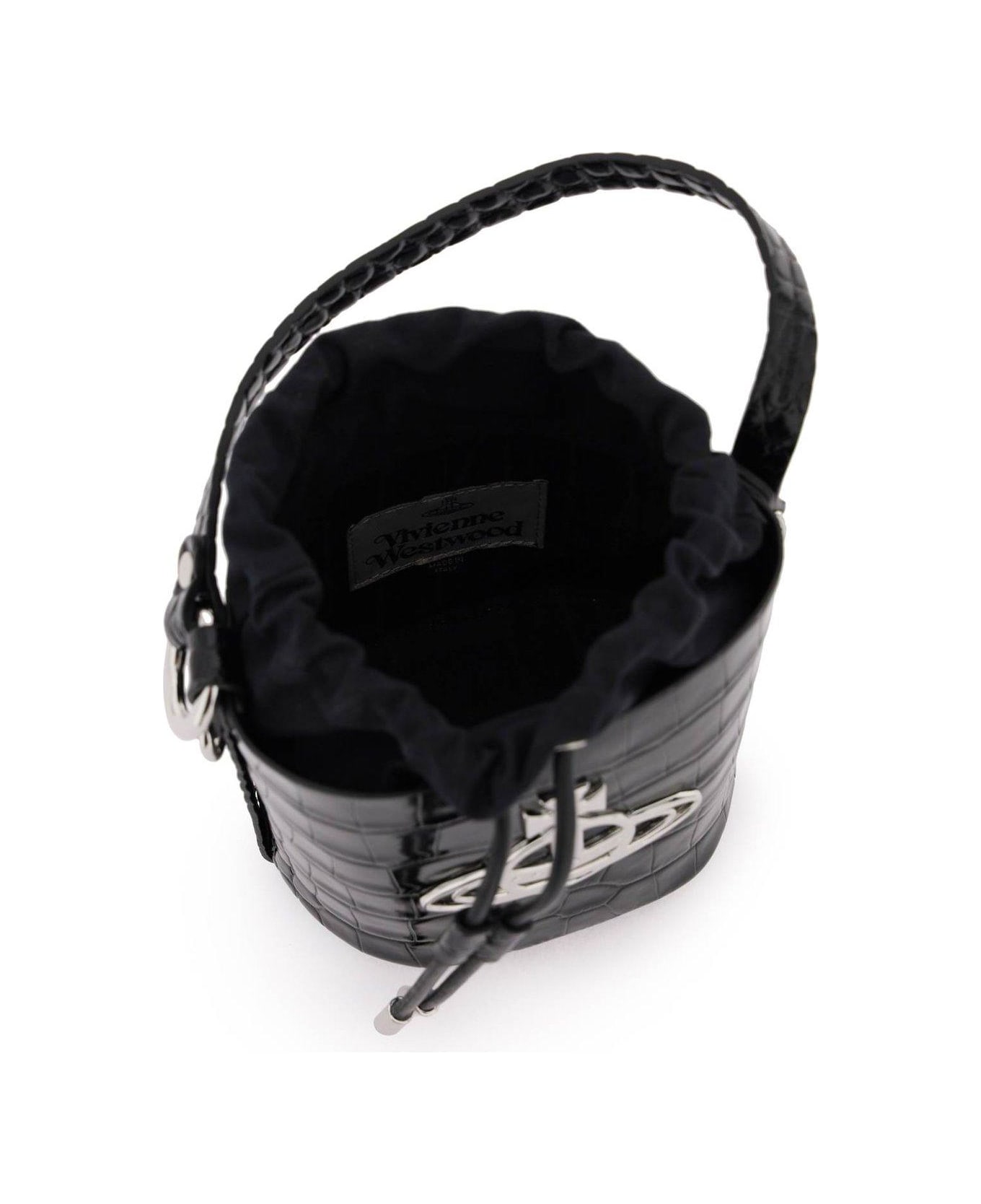 Vivienne Westwood Daisy Embossed Bucket Bag - Black