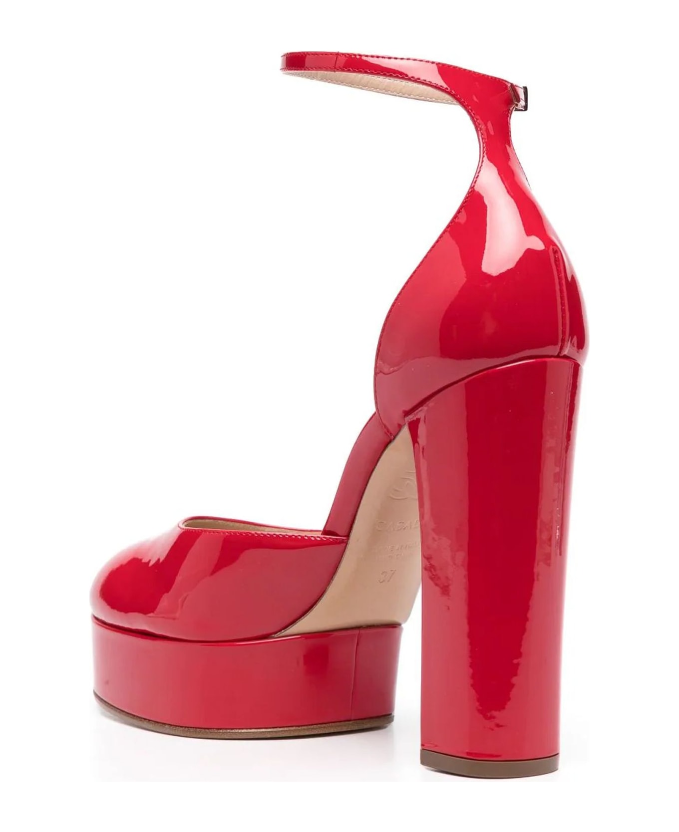 Casadei Red Calf Leather Platform Pumps - Red ハイヒール