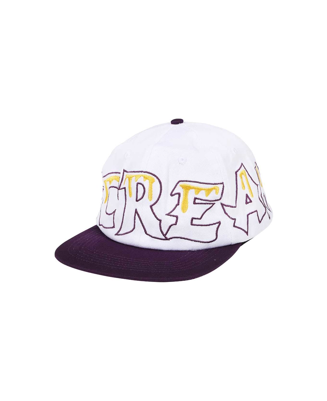Icecream Baseball Hat With Flat Visor - White