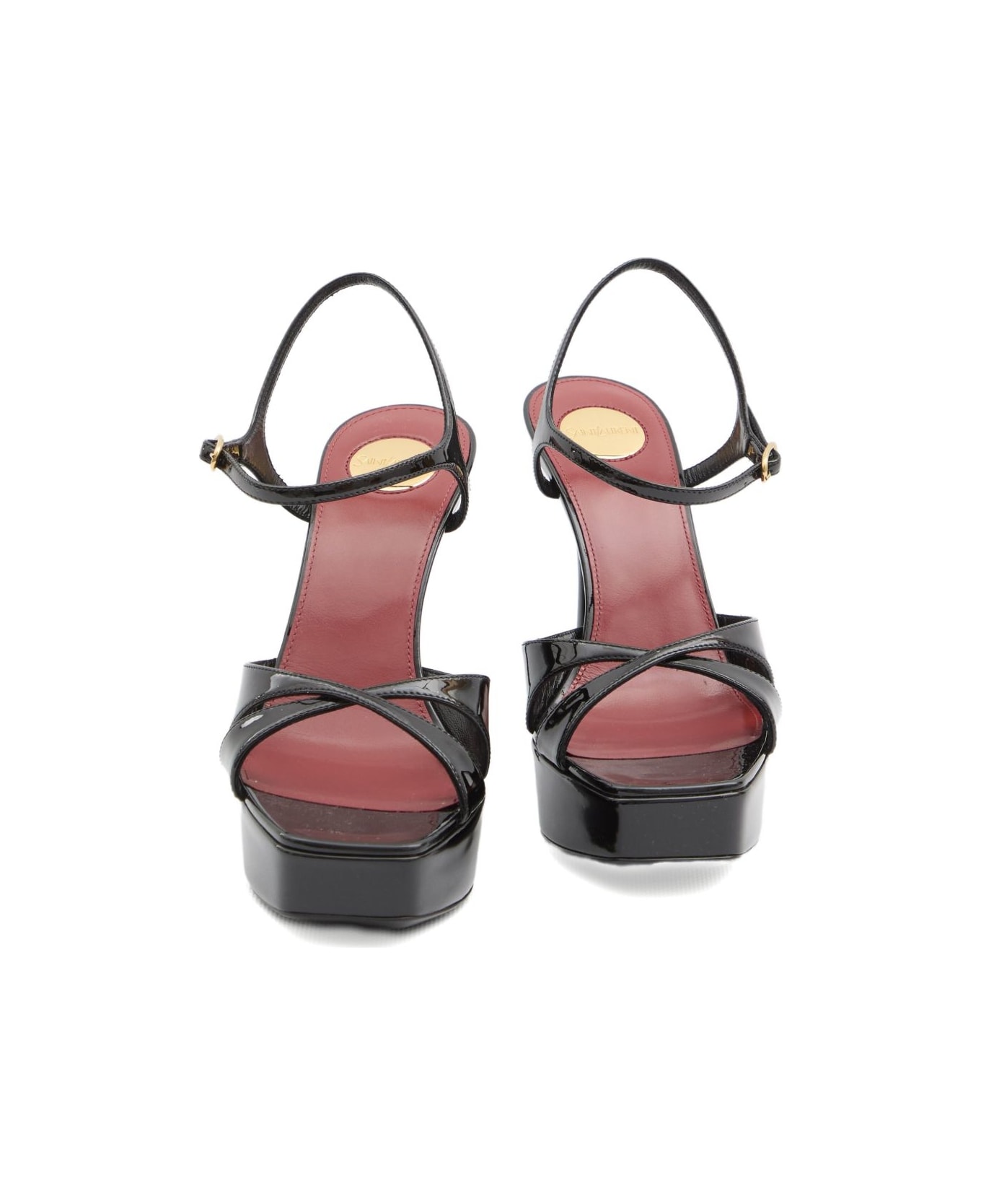 Saint Laurent Debbie Patent Leather Sandals - Black