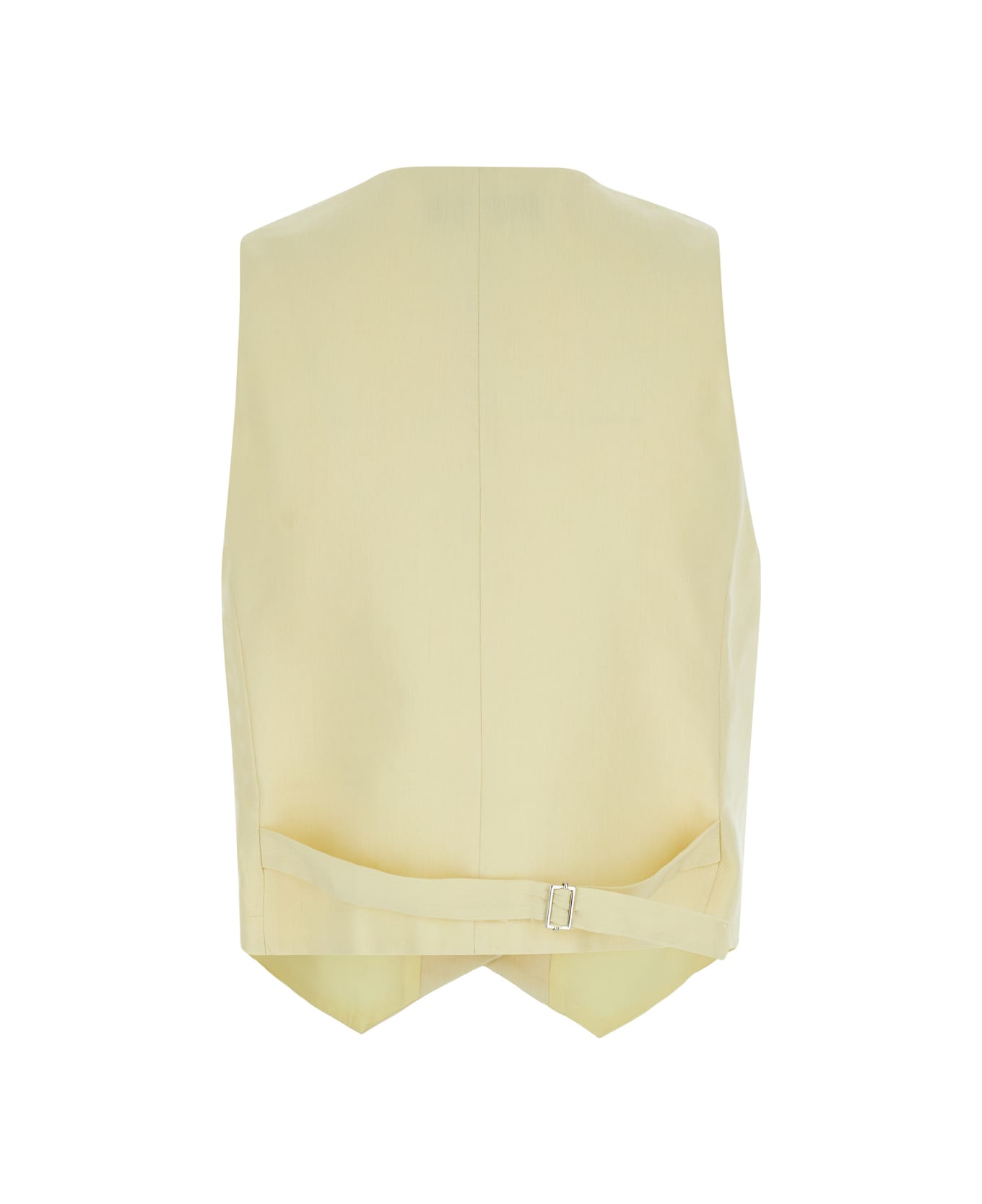 The Andamane Yellow Vest With Buttons In Linen Blend Woman - Yellow