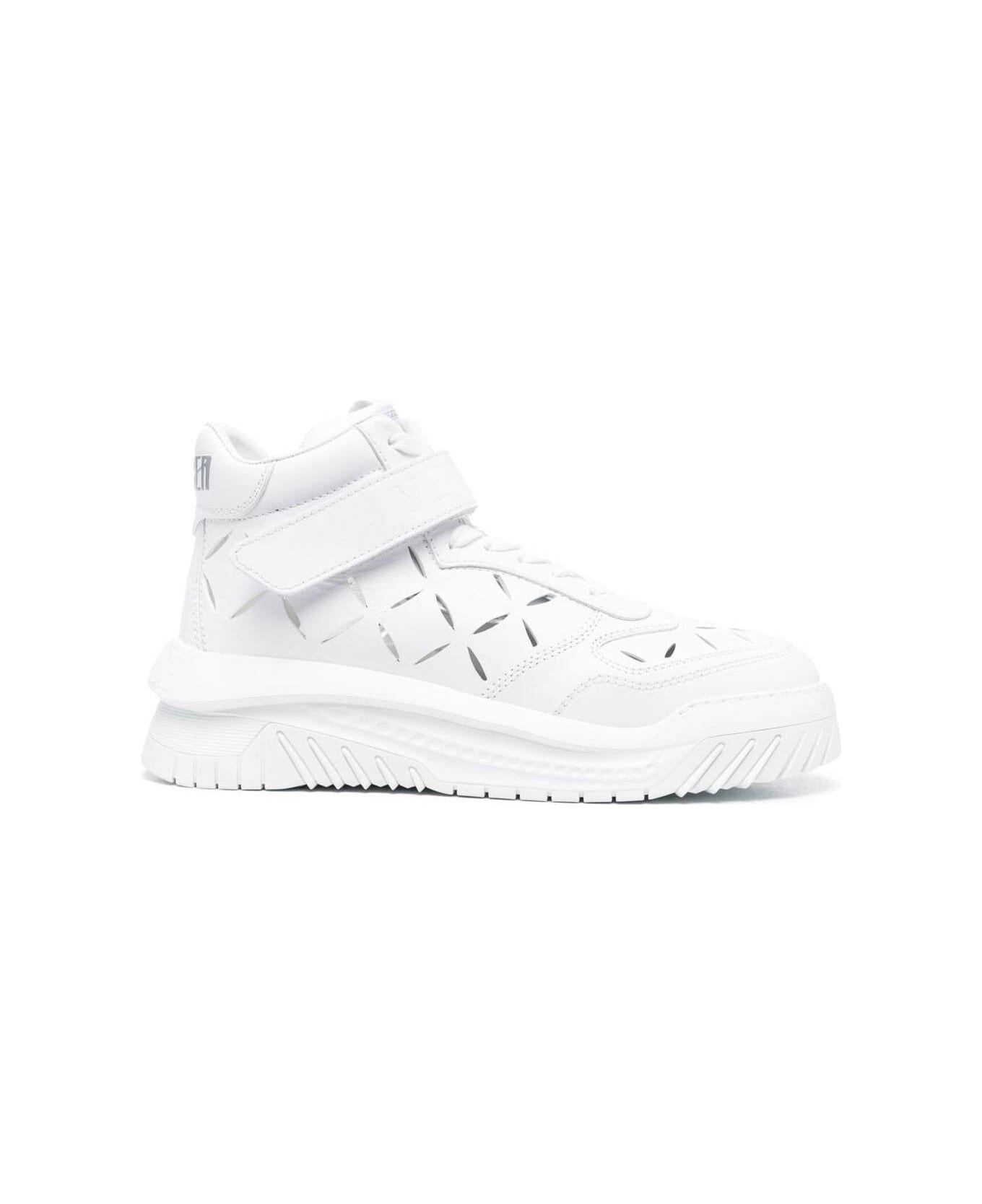 Versace High Top Odyssey Sneakers In White Leather Man - White