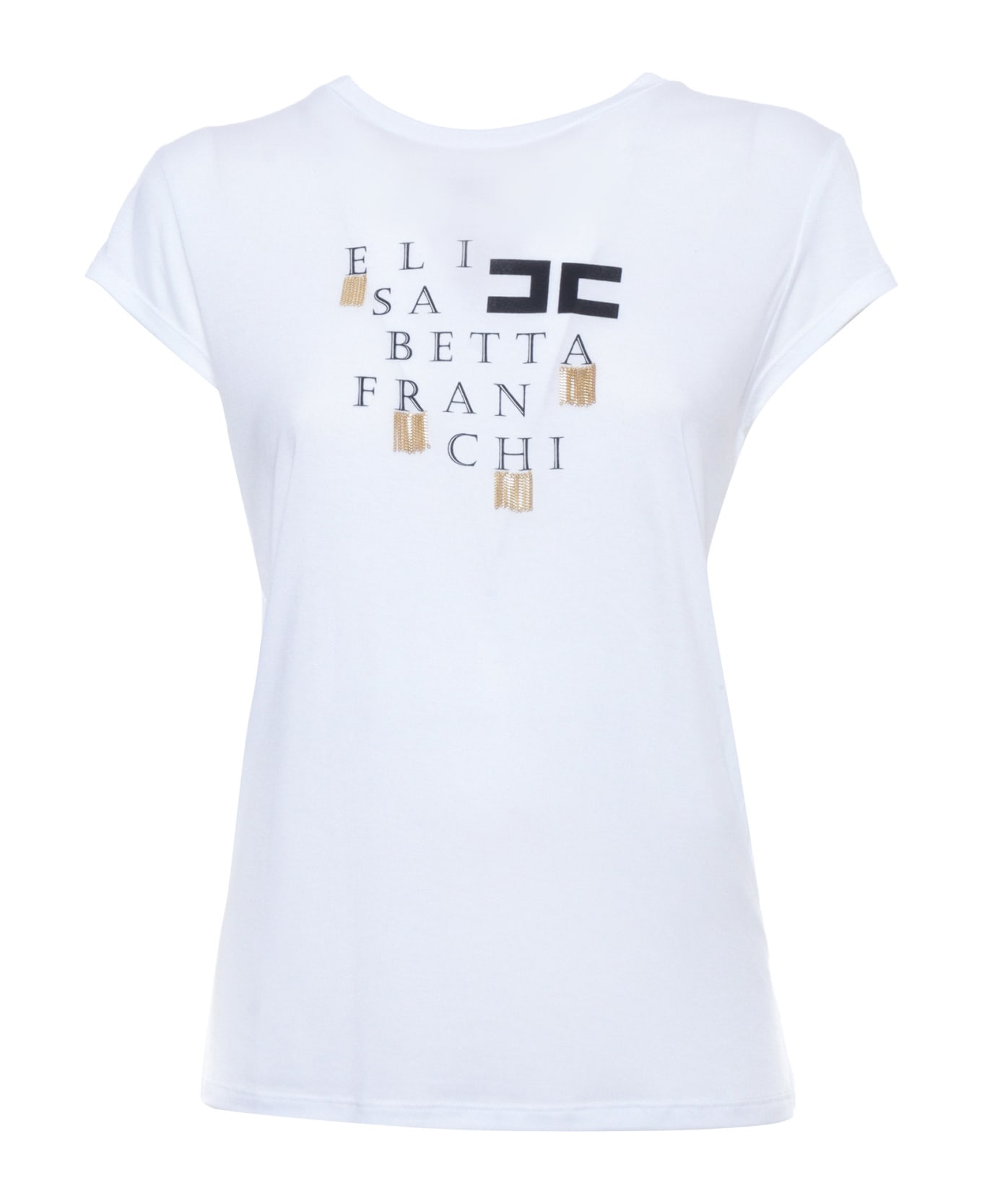 Elisabetta Franchi White T-shirt With Prints - WHITE Tシャツ
