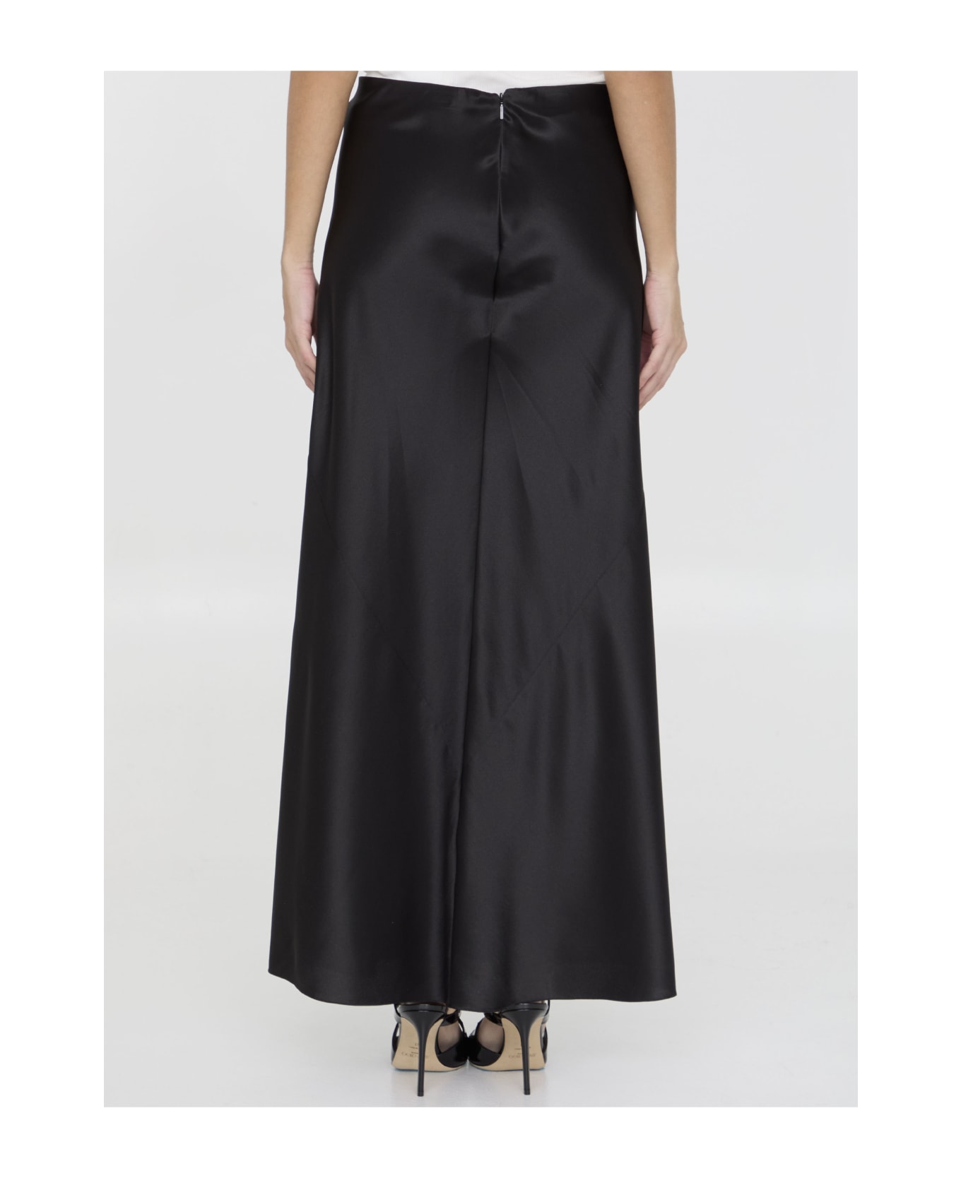 Saint Laurent Satin Long Skirt - BLACK スカート