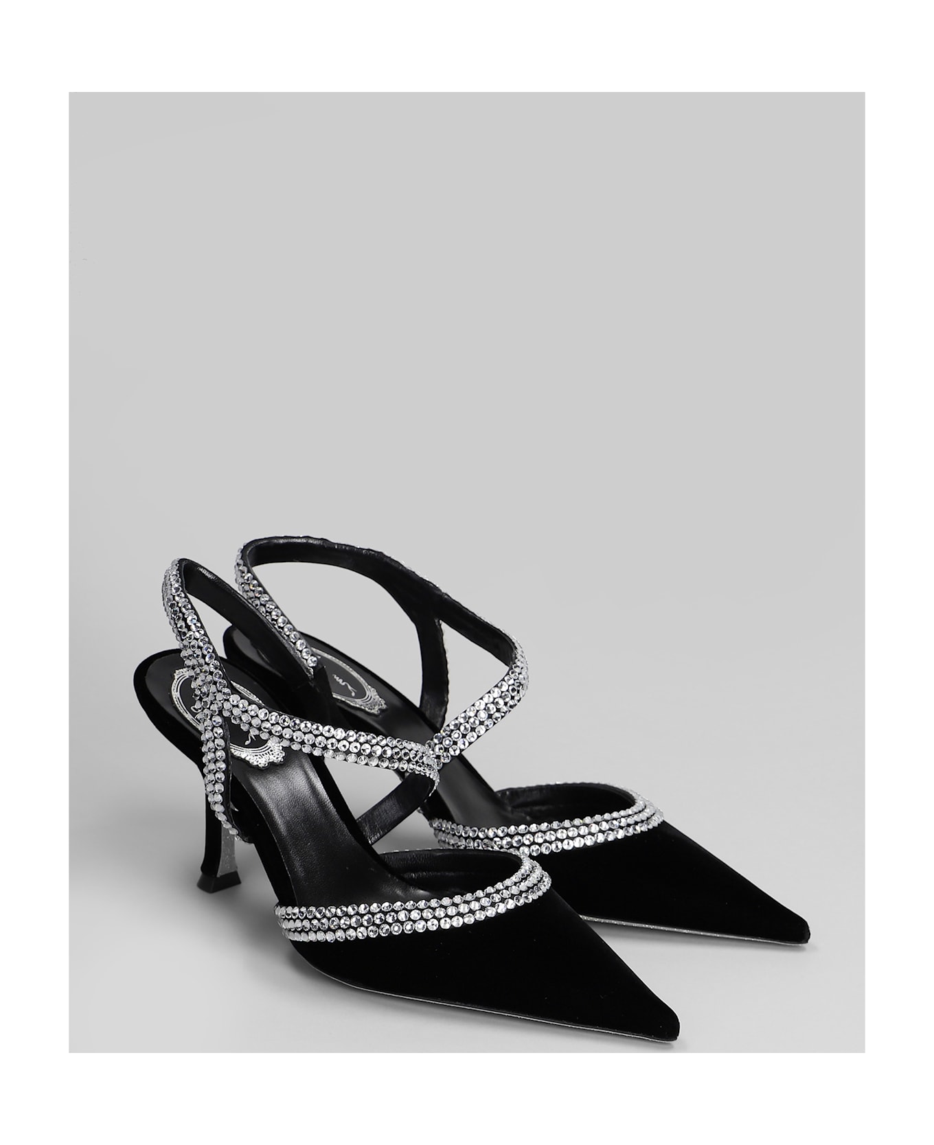 René Caovilla Lidia Pumps In Black Velvet - black