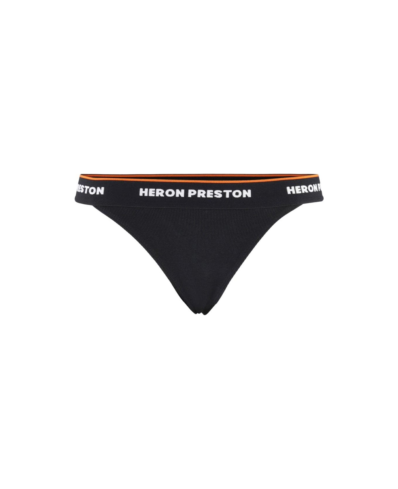 HERON PRESTON 'thong Logo' Cotton Briefs - BLACK