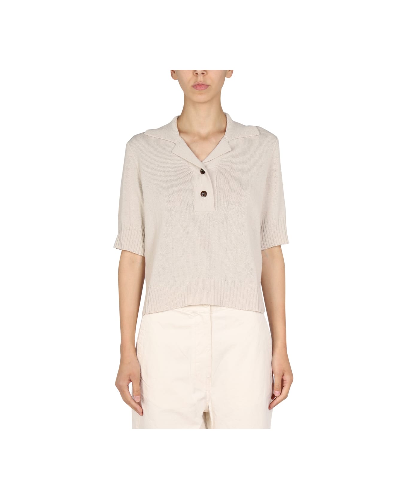 Margaret Howell Cotton And Wool Polo Shirt - POWDER