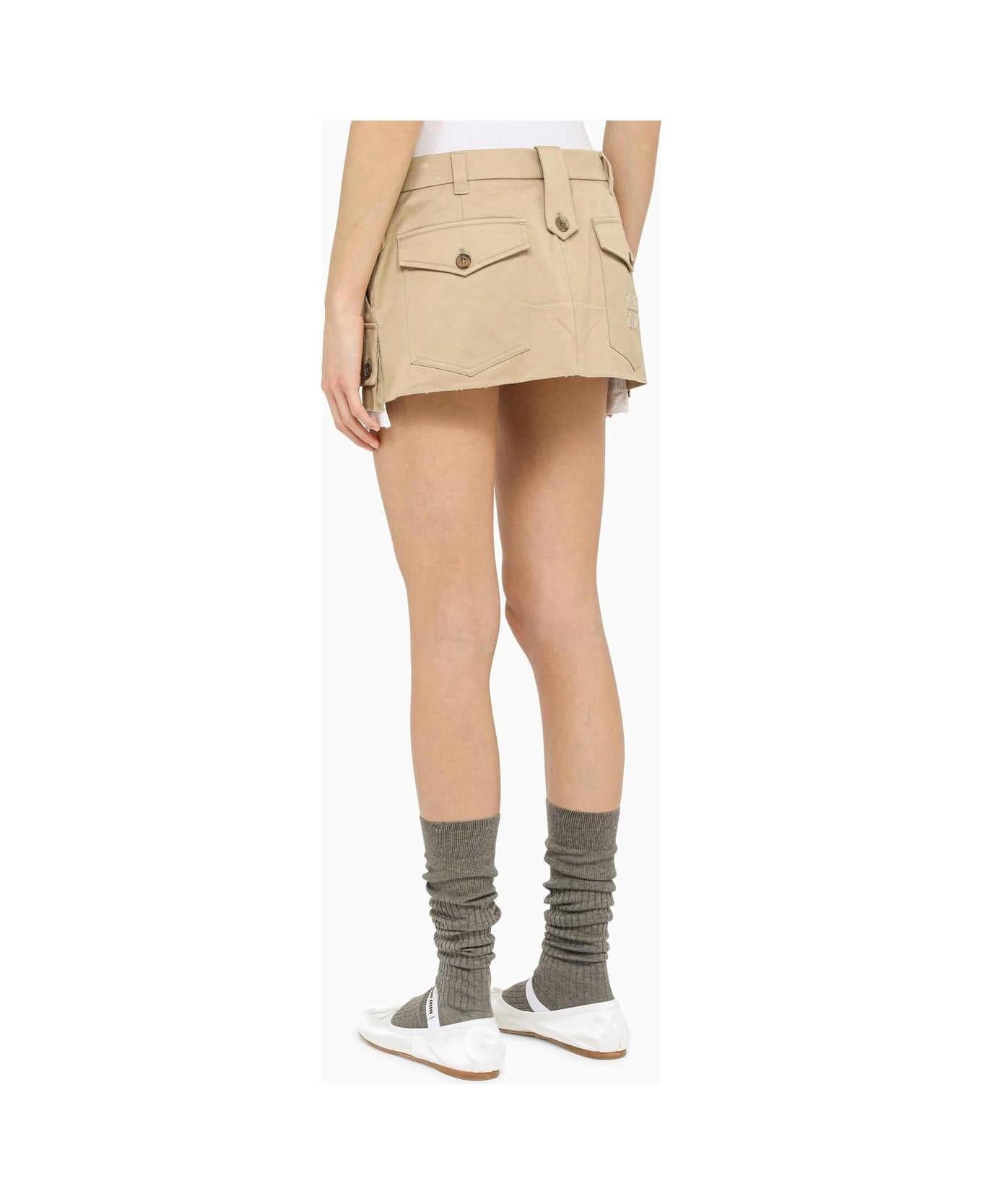 Miu Miu Mini Skirt Multipocket Beige - Corda