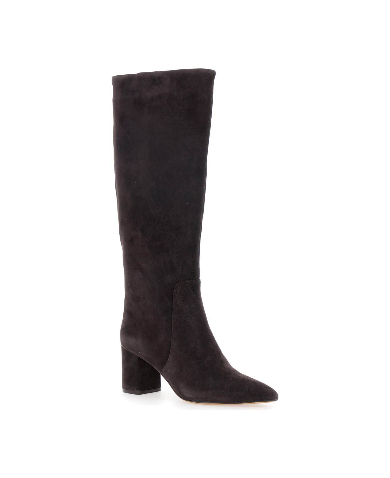 TwinSet Brown Knee High Boots With Back Logo Detail In Suede Woman - Brown
