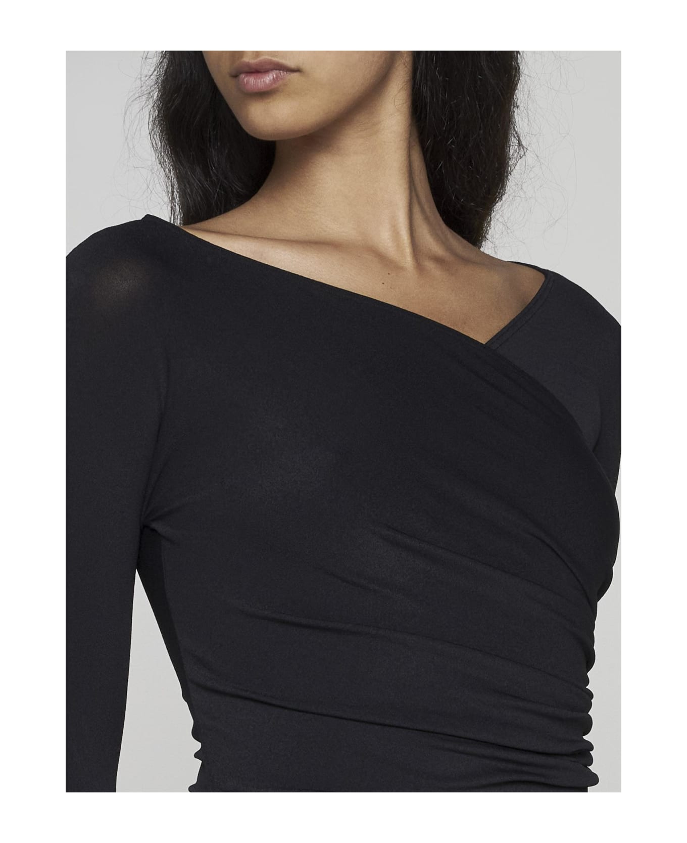 Wolford Gathered Cache-coeur Jersey Bodysuit - Black