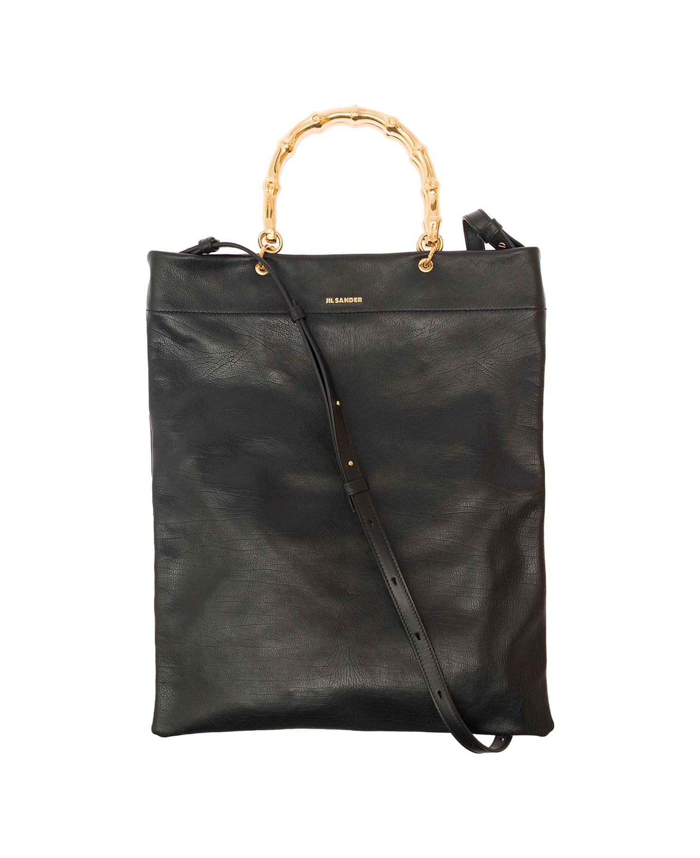 Jil Sander Black Tote Bag With Bamboo Handles In Leather Woman - Black