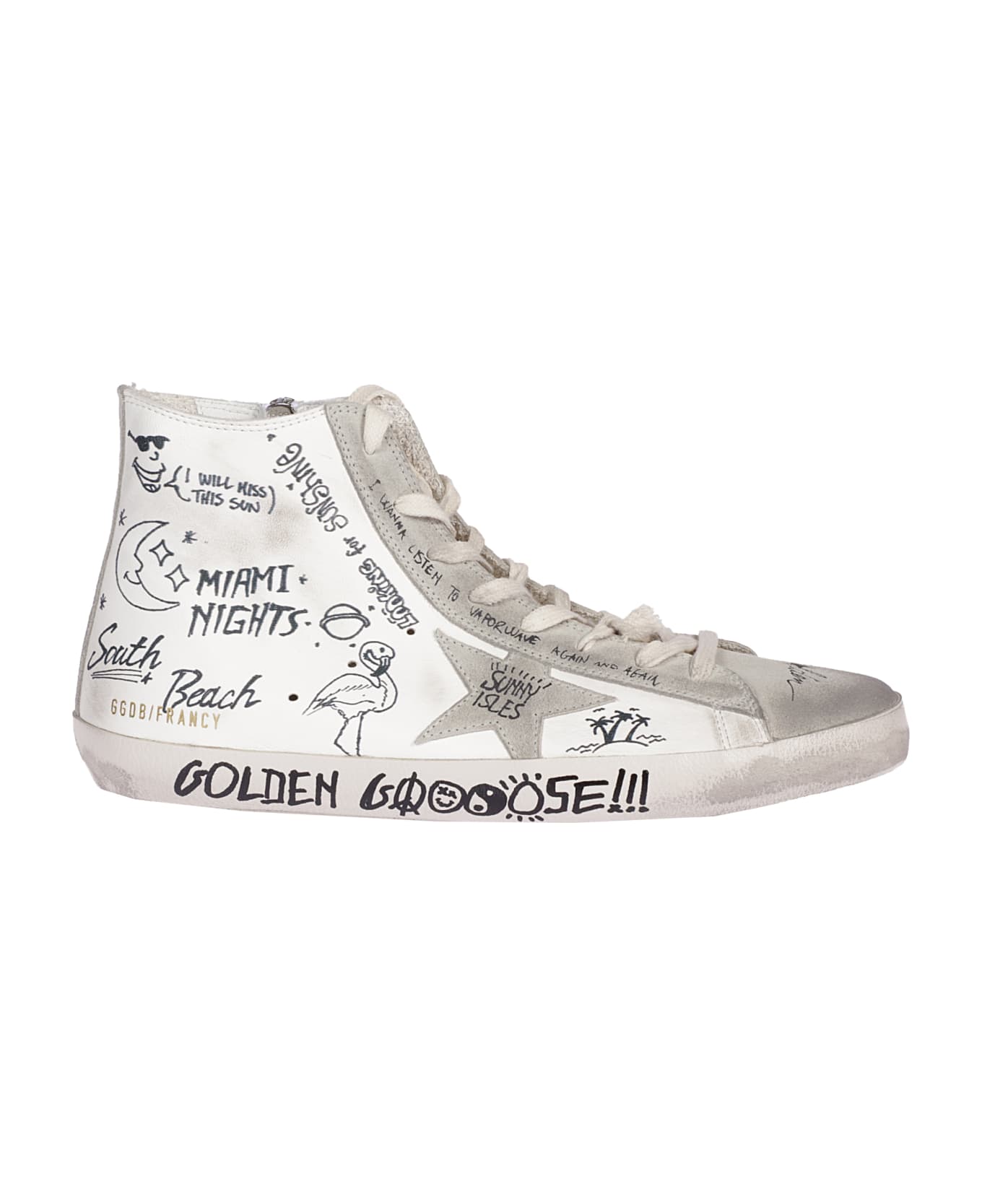 Golden Goose Francy Nappa Upper With Print Suede Star And List - 10220