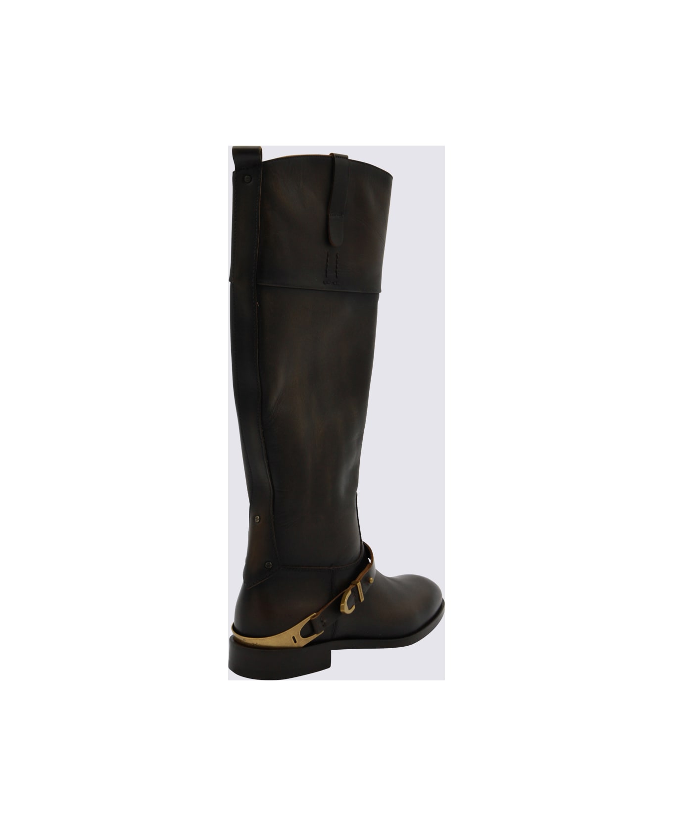 Golden Goose Dark Brown Leather Boots - DARK BROWN/BEIGE