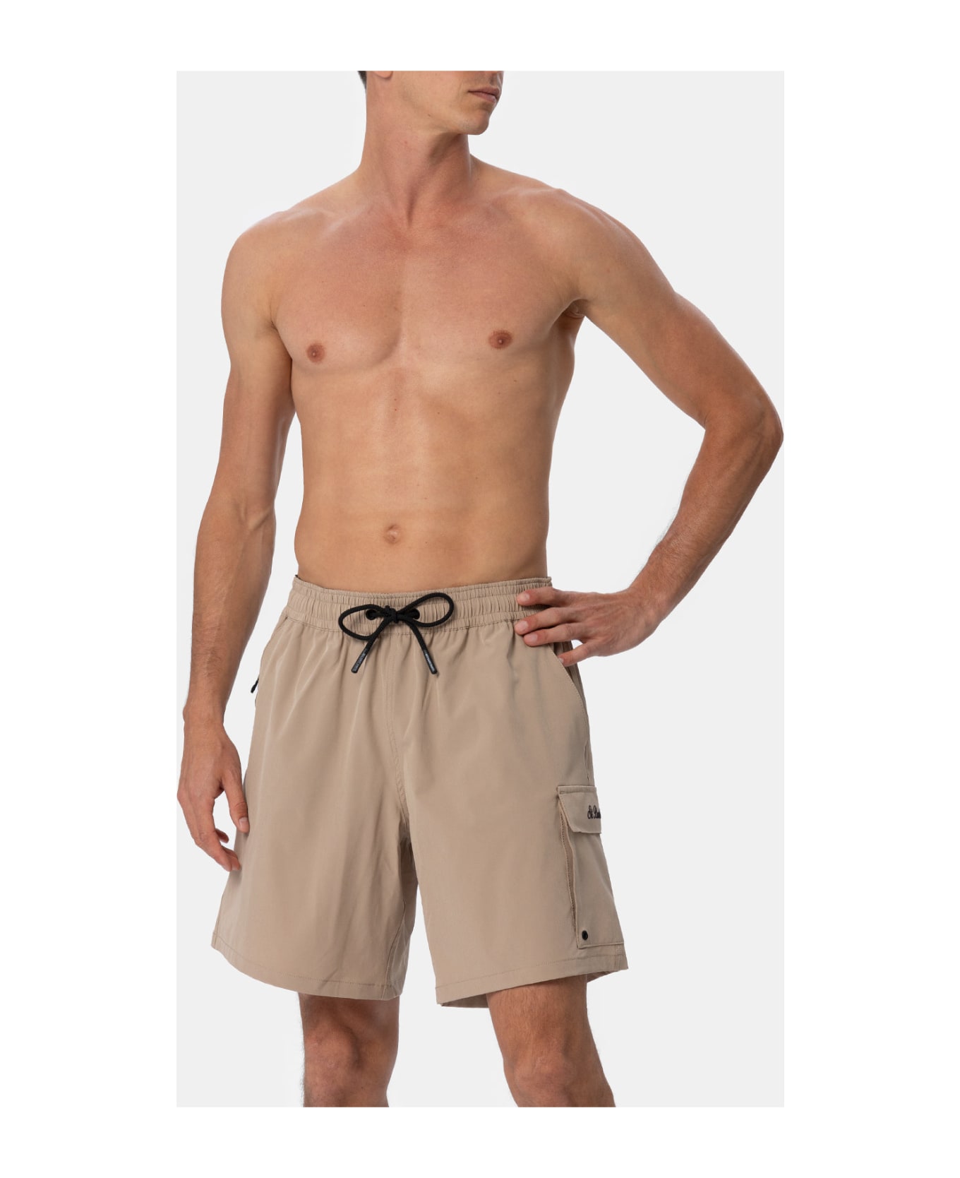 MC2 Saint Barth Man Beige Comfort Travel Swim Shorts - WHITE