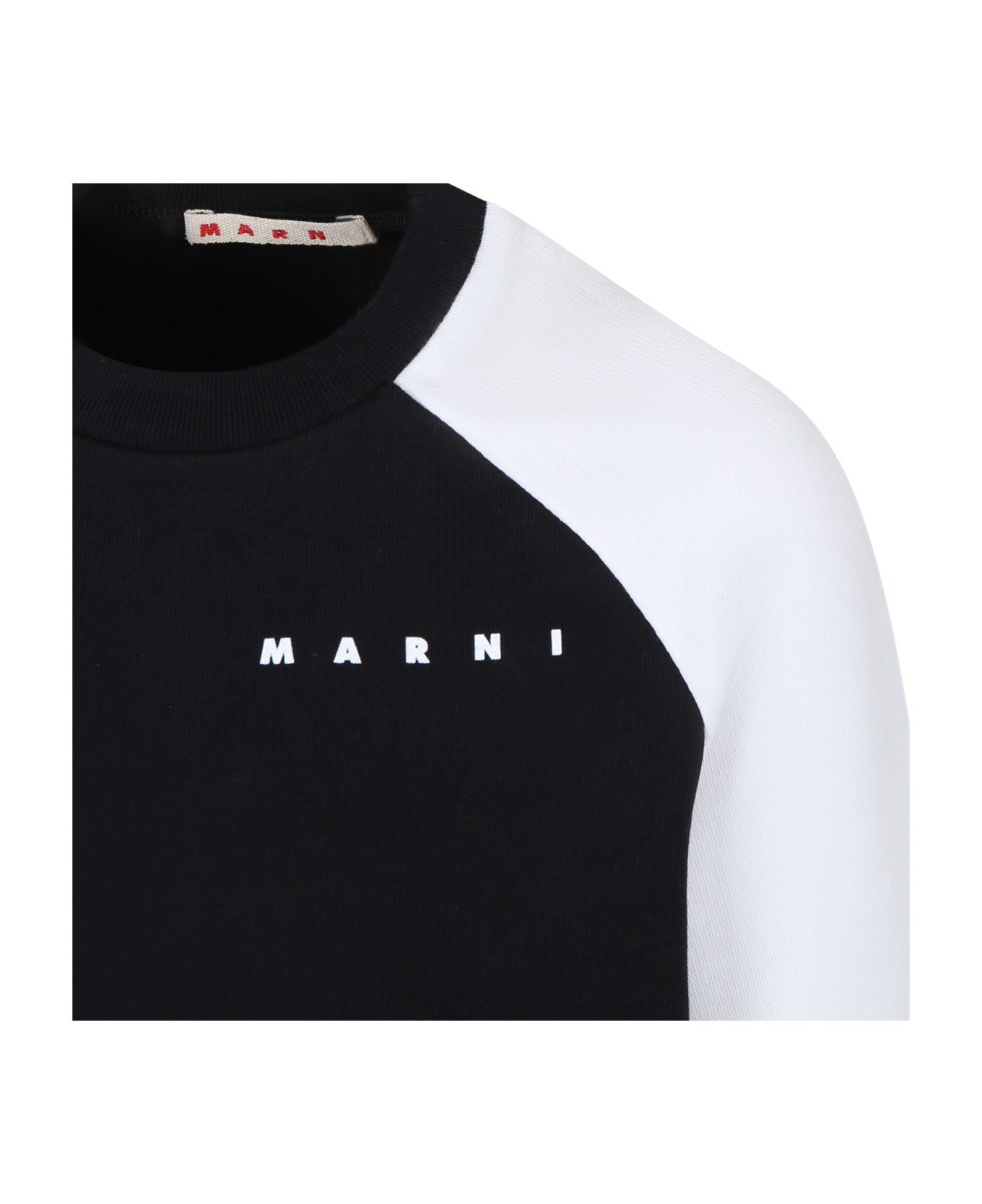 Marni White T-shirt For Kids With Logo - Black ニットウェア＆スウェットシャツ