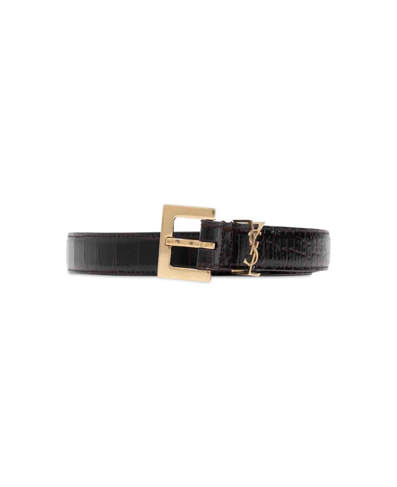 Saint Laurent Logo Plaque Belt - Fondente