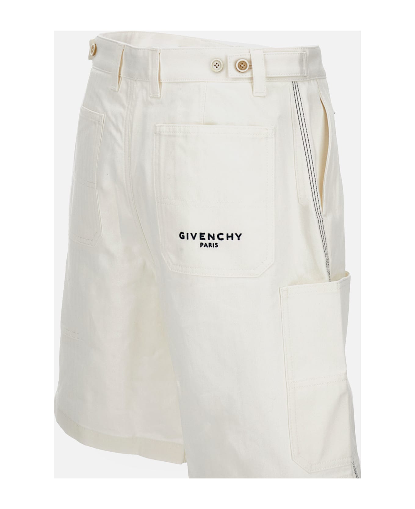 Givenchy Denim Shorts With Patch Pockets - White