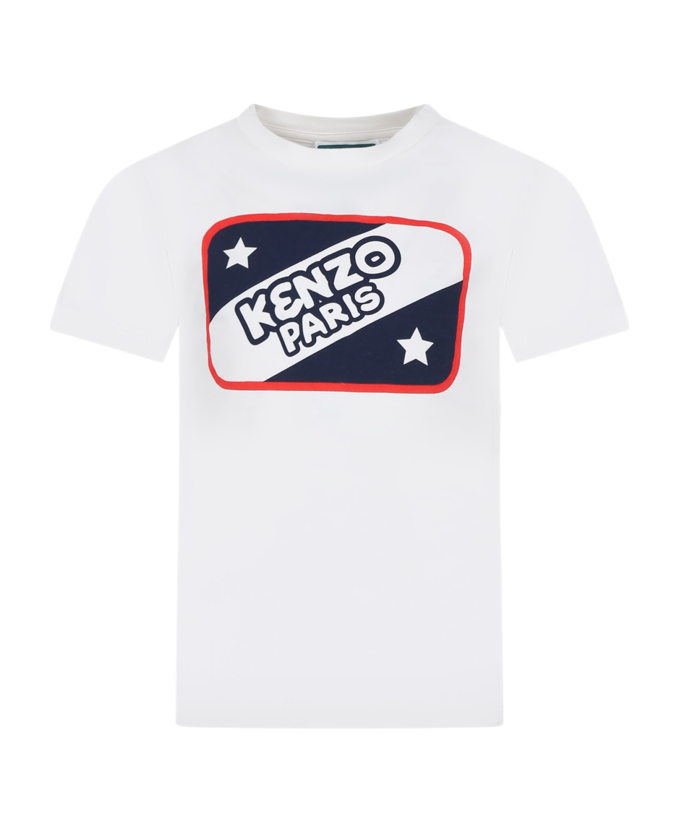 Kenzo Kids White T-shirt For Boy With Logo Print - White
