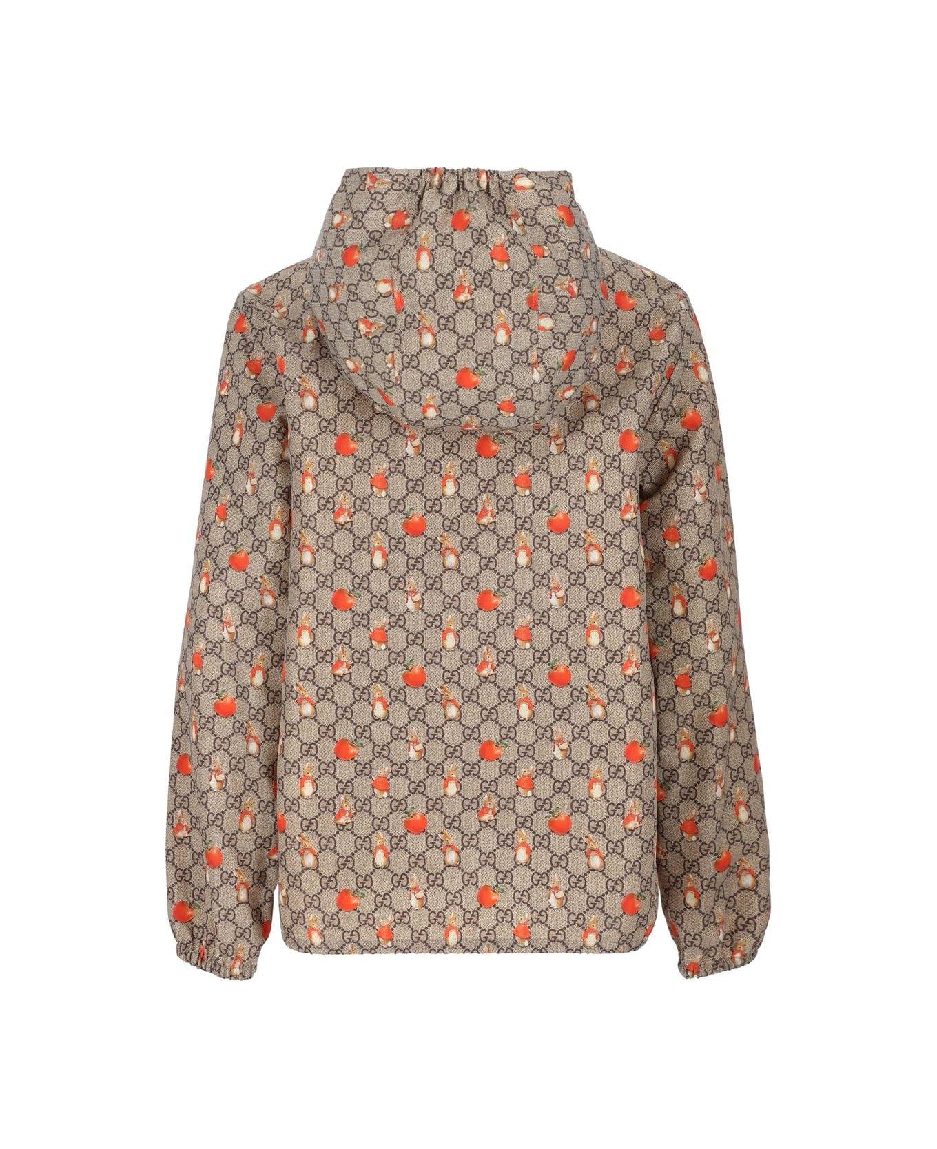 Gucci Allover Printed Hooded Jacket - Beige