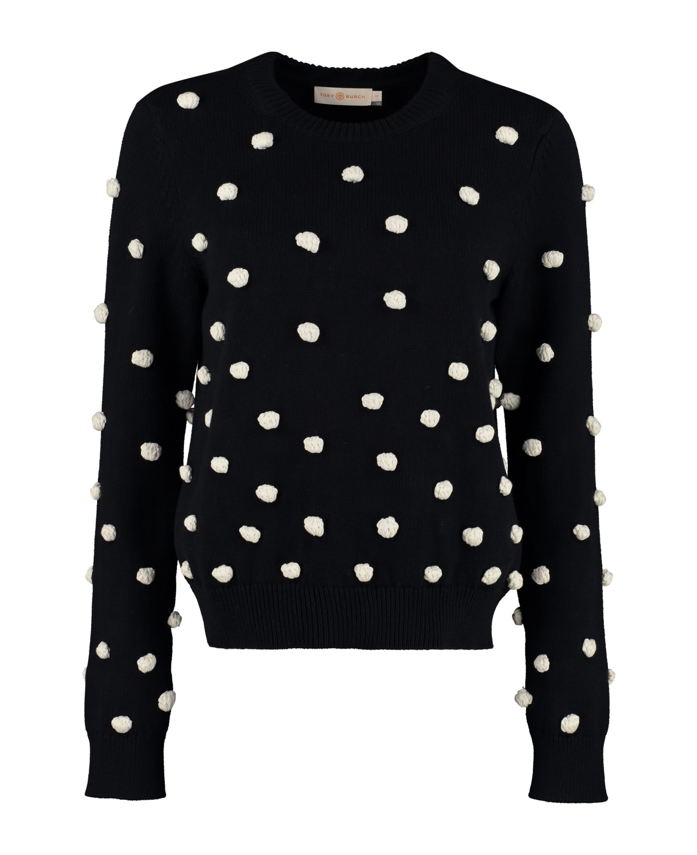 Tory Burch Tricot Sweater With Pom-poms - blue
