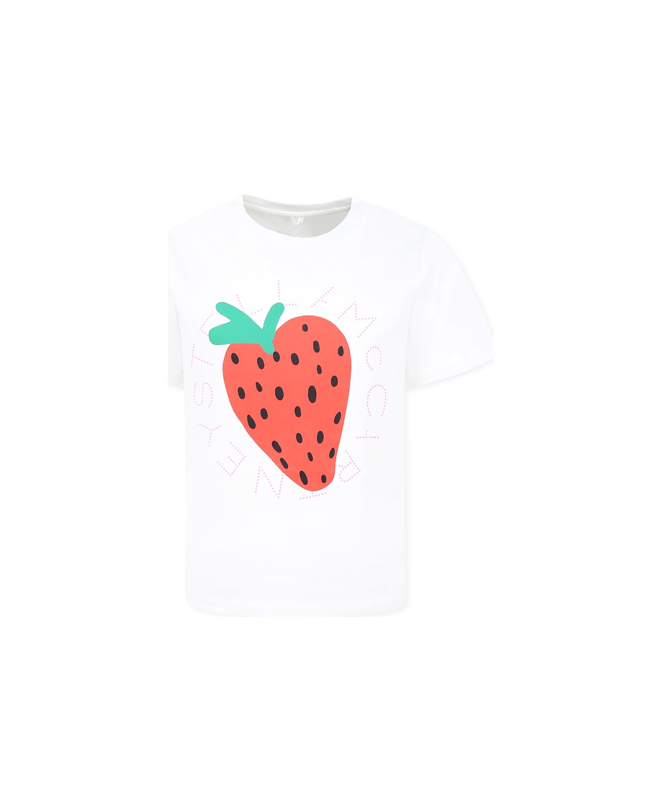 Stella McCartney Kids White T-shirt For Girl With Strawberry And Logo - White
