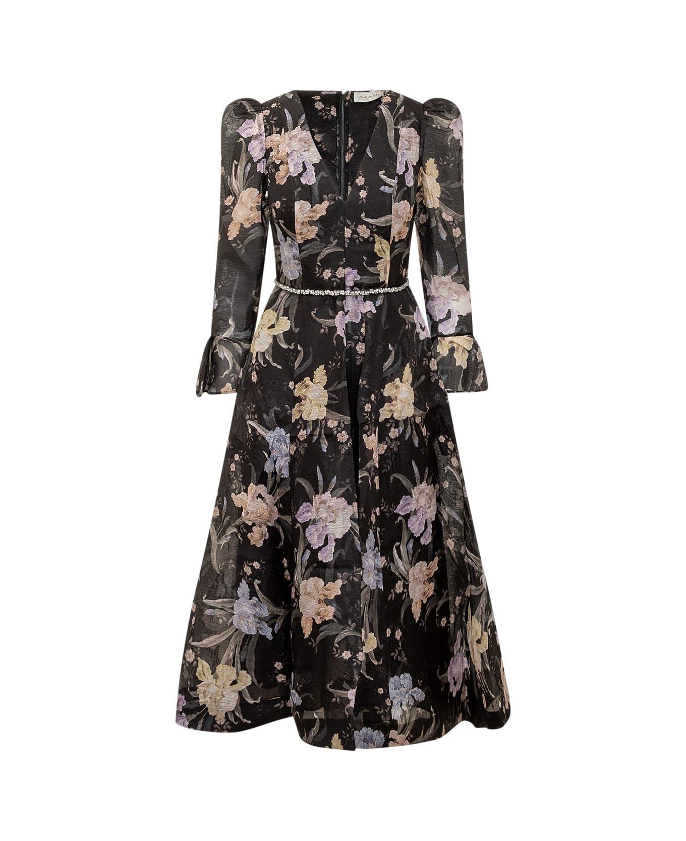 Zimmermann Eden Long Sleeved Midi Dress - Black