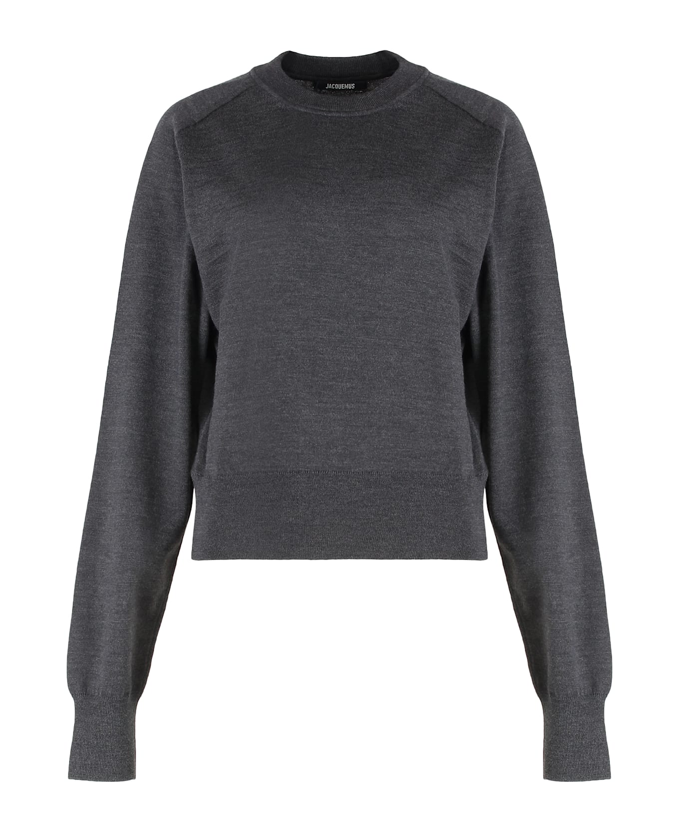 Jacquemus Sweater With Round Neck Brode In Merino Wool - grey