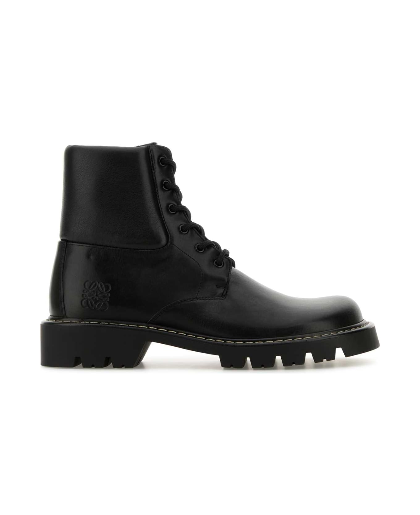 Loewe Black Leather Sierra Ankle Boots - BLACK