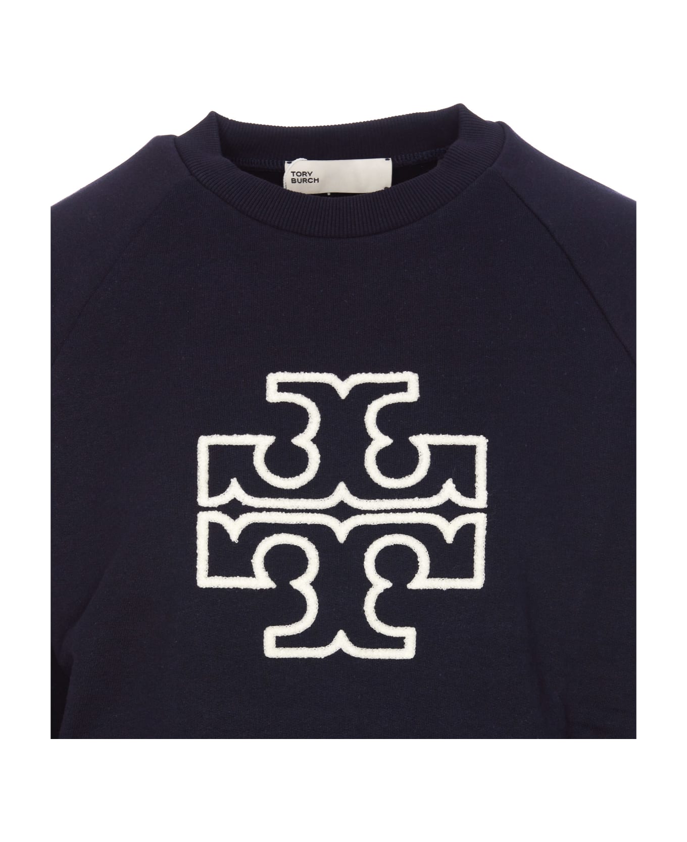 Tory Burch French Terry Raglan Logo Crewneck Sweatshirt - Tory Navy フリース
