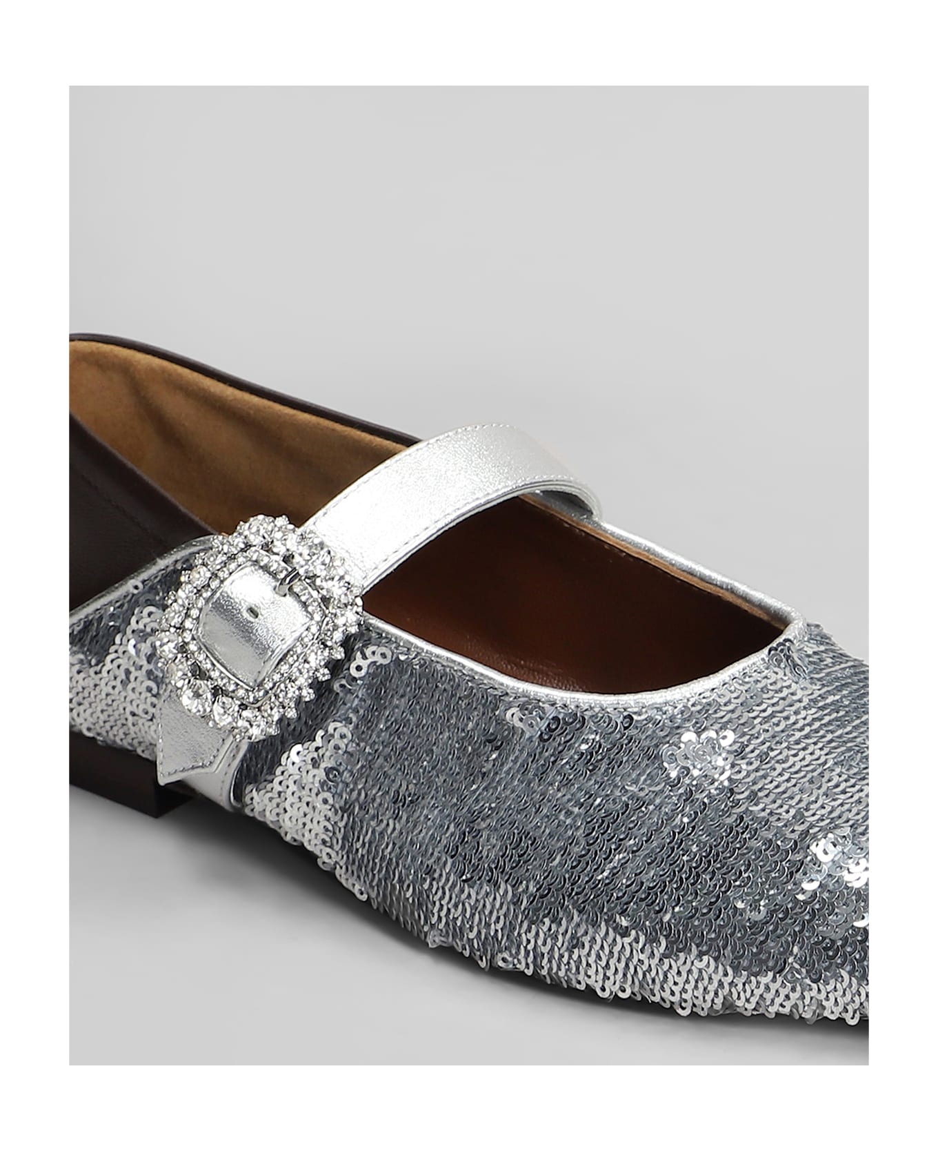 Wales Bonner Ballerina Buckle Ballet Flats In Silver Leather - silver