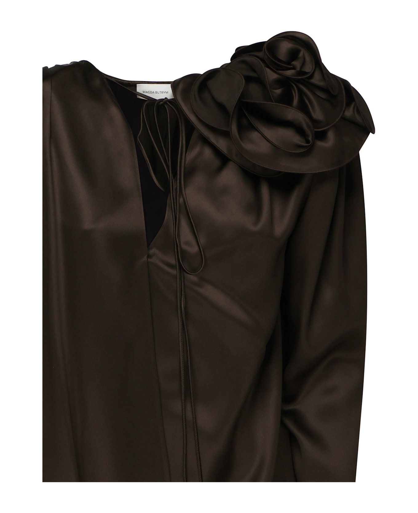 Magda Butrym Classic Silk Blouse With Application - Brown